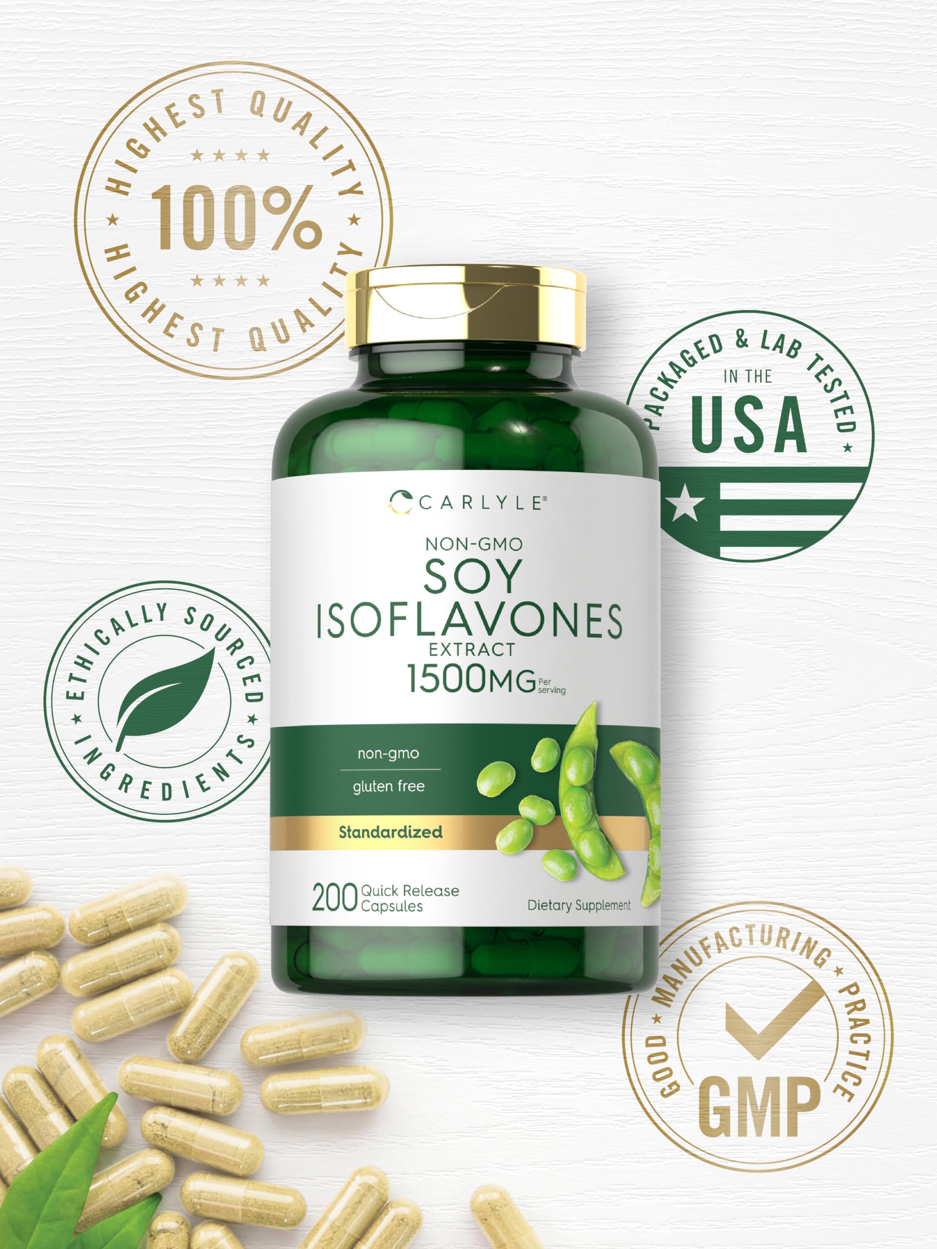 Carlyle Soy Isoflavones Extract Capsules close-up of capsules