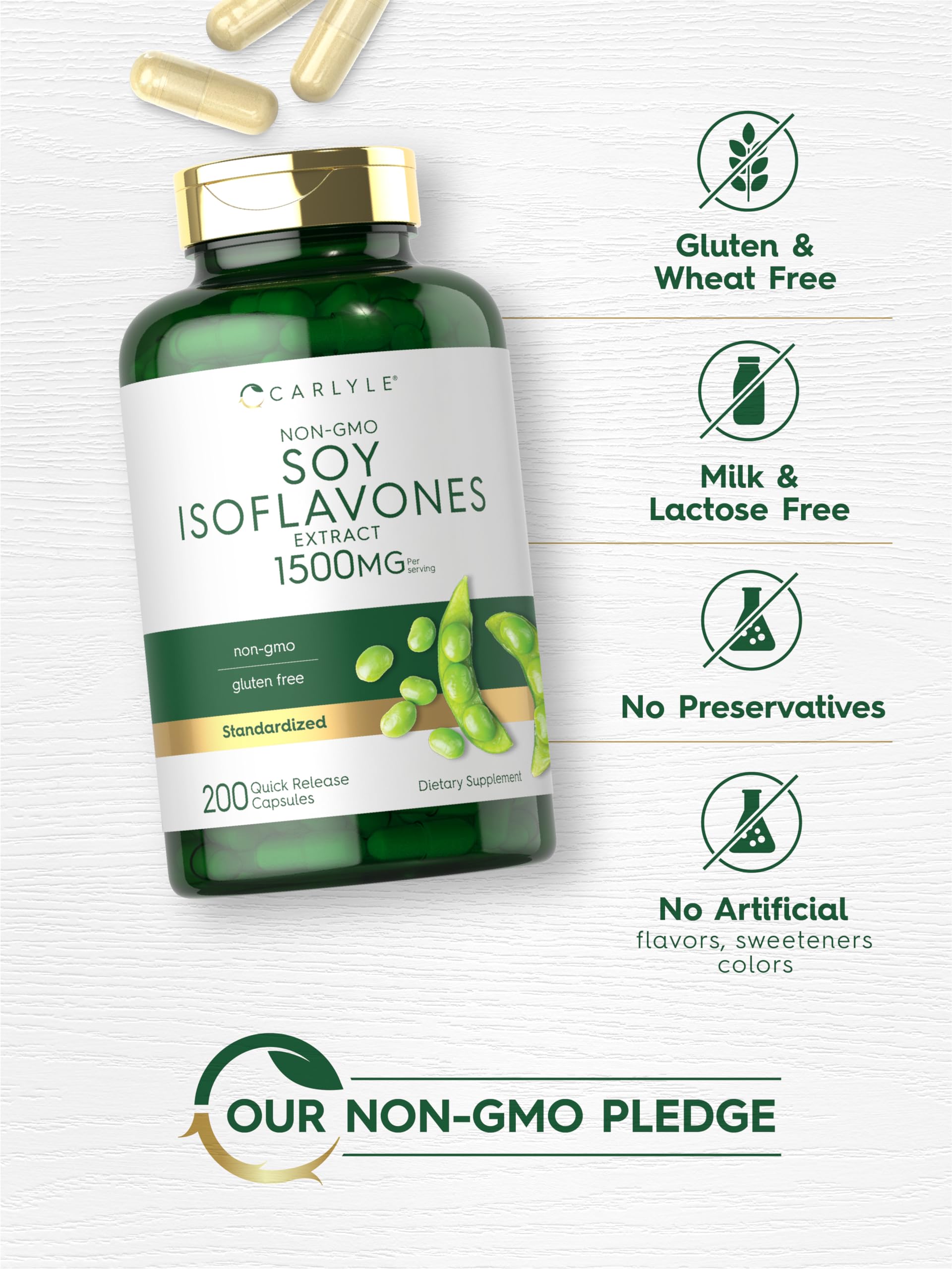 Carlyle Soy Isoflavones Extract Capsules opened bottle