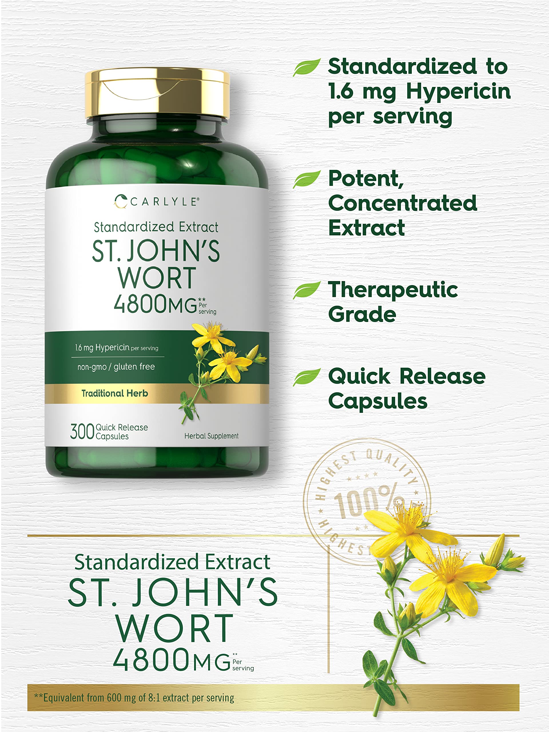 Carlyle St. John's Wort capsules back view with ingredient list