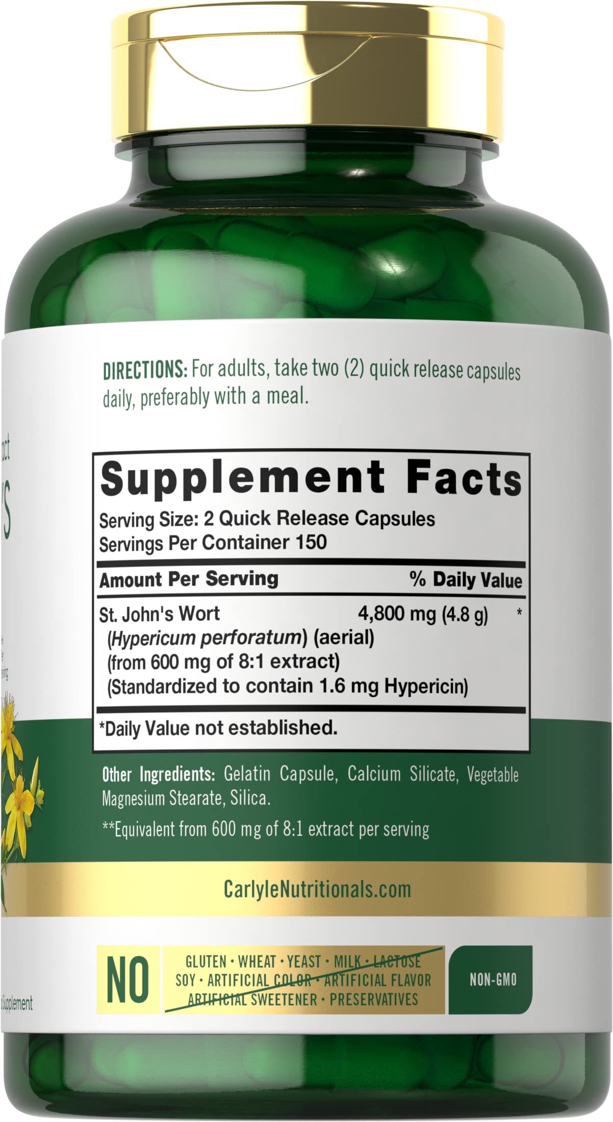 Carlyle St. John's Wort capsules side view showing details