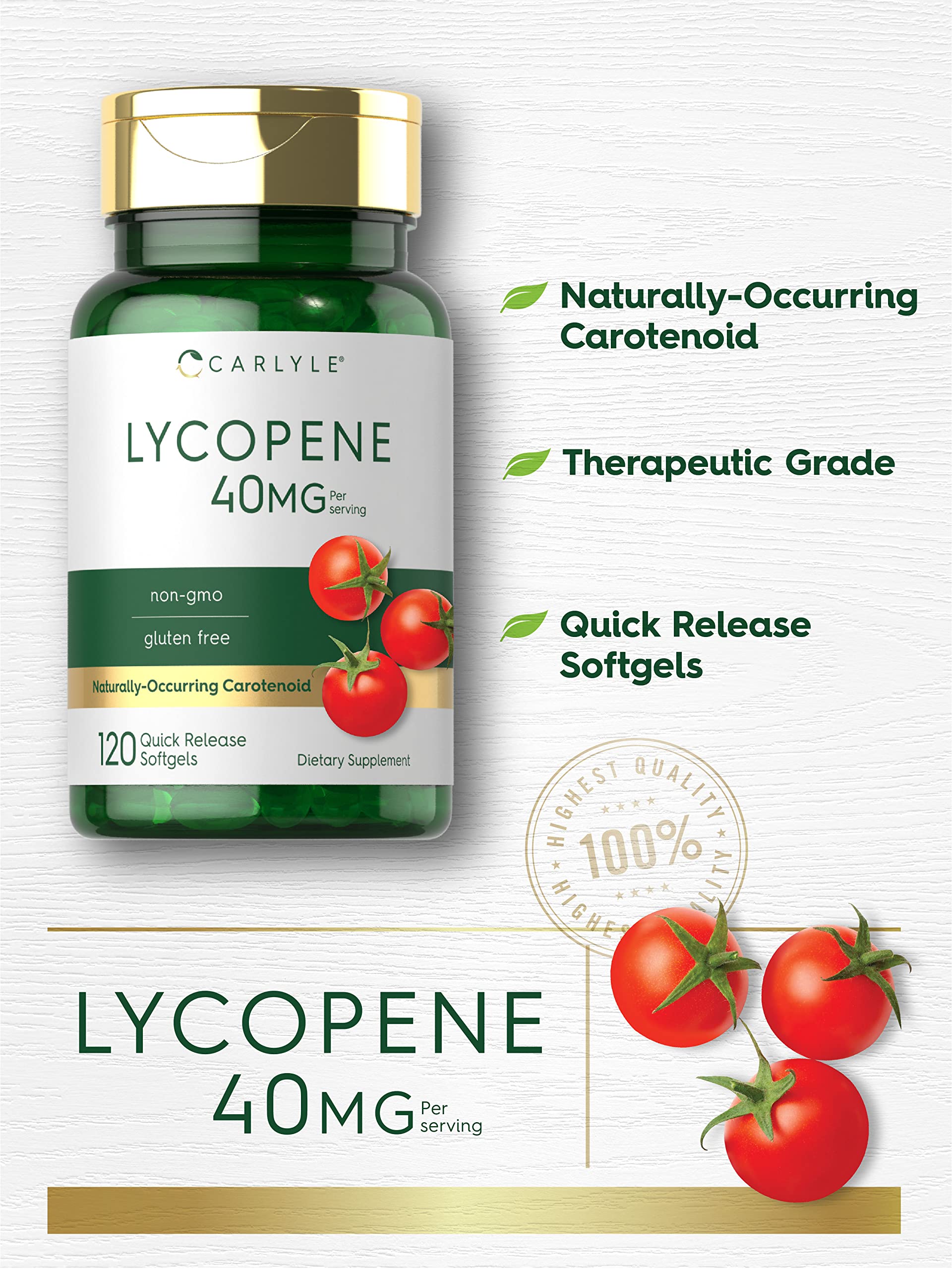 Carlyle Super Lycopene softgels side view showing capsule