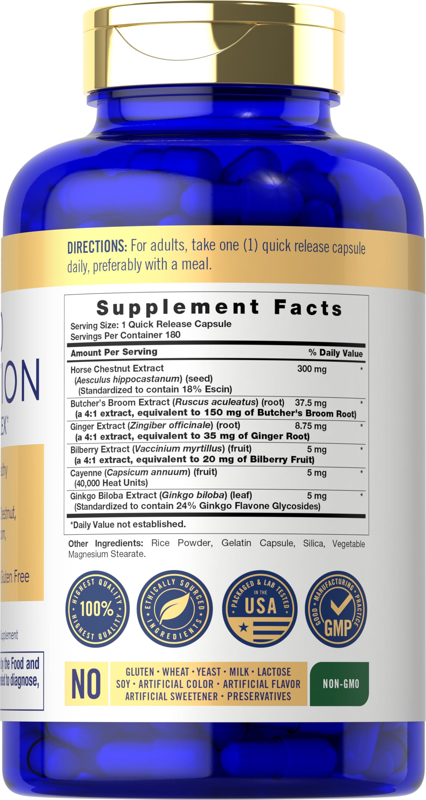 Carlyle supplement bottle with ingredients list