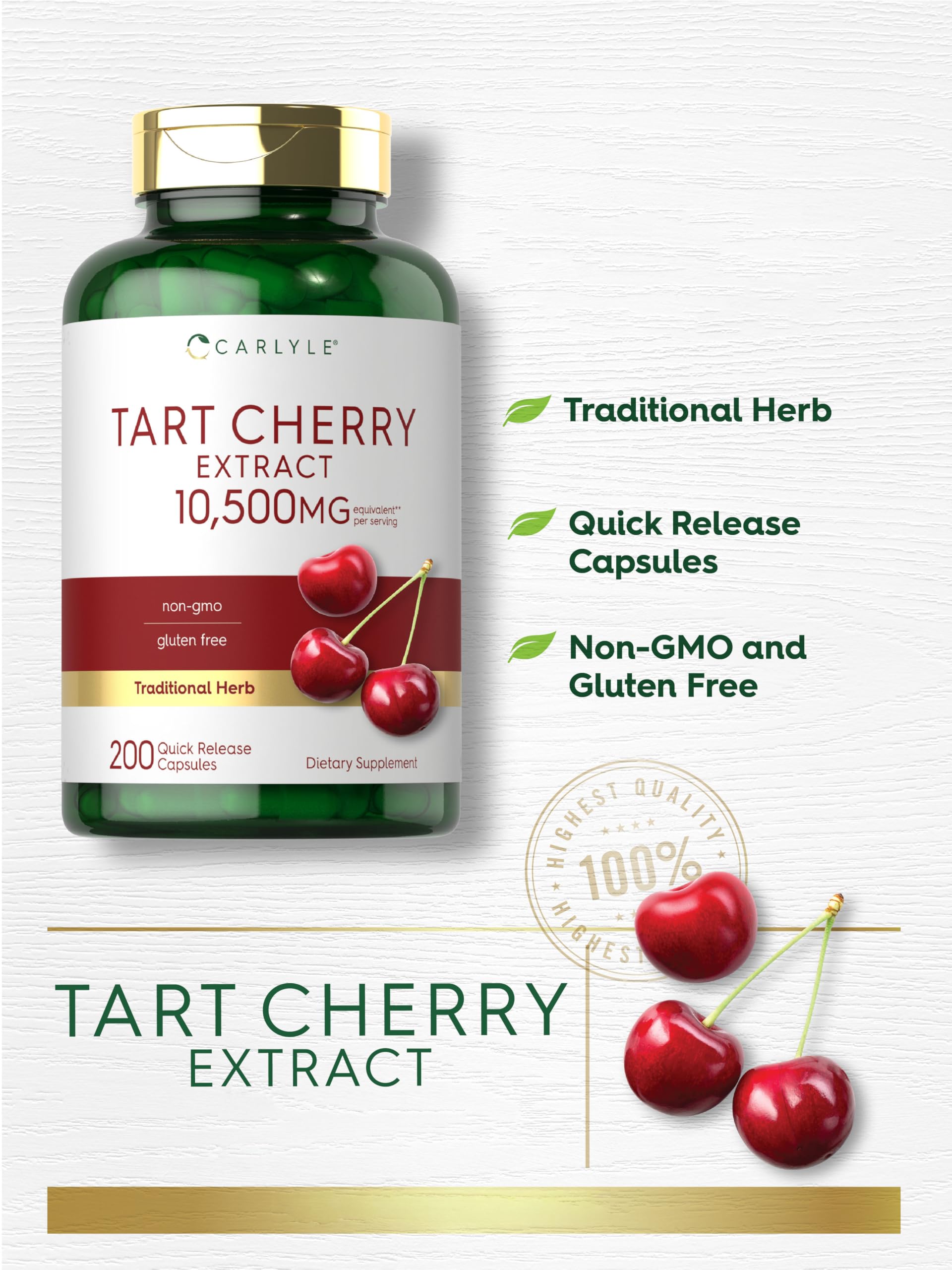 Carlyle Tart Cherry Extract 1000mg bottle label details