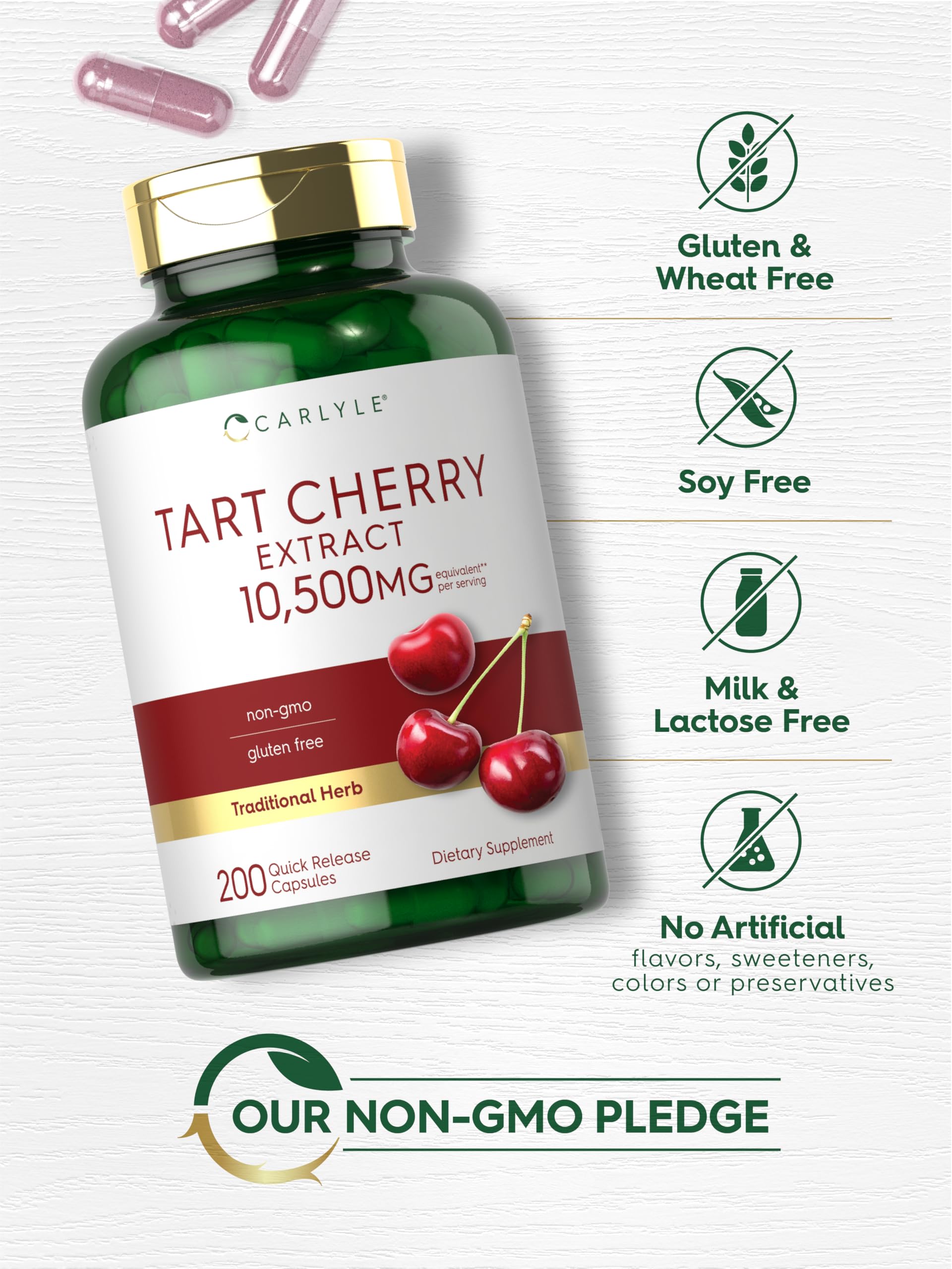 Carlyle Tart Cherry Extract 1000mg capsules in hand