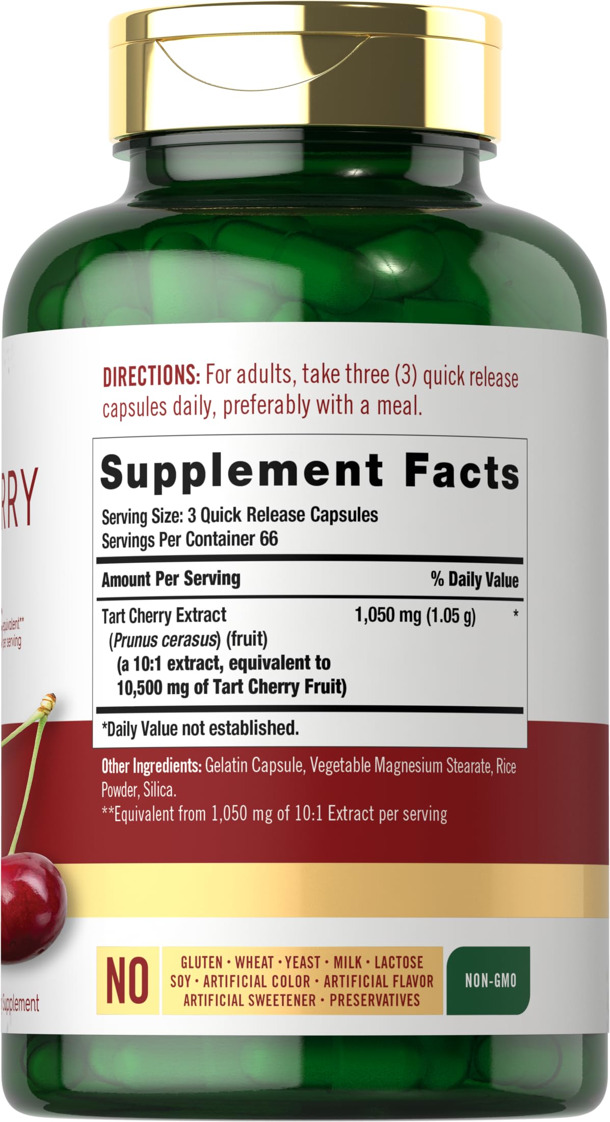 Carlyle Tart Cherry Extract 1000mg quick-release capsules side view