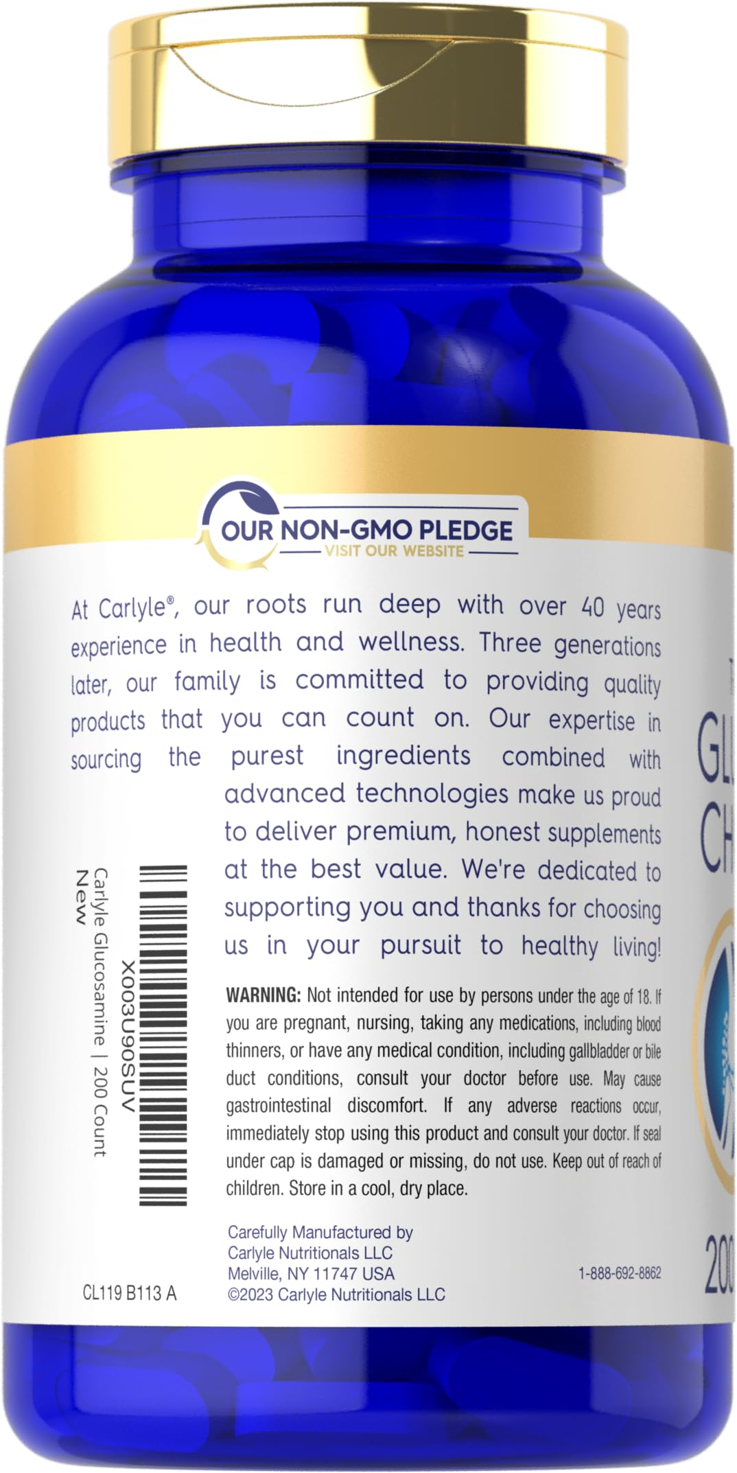 Carlyle Triple Strength Glucosamine Chondroitin capsule close-up