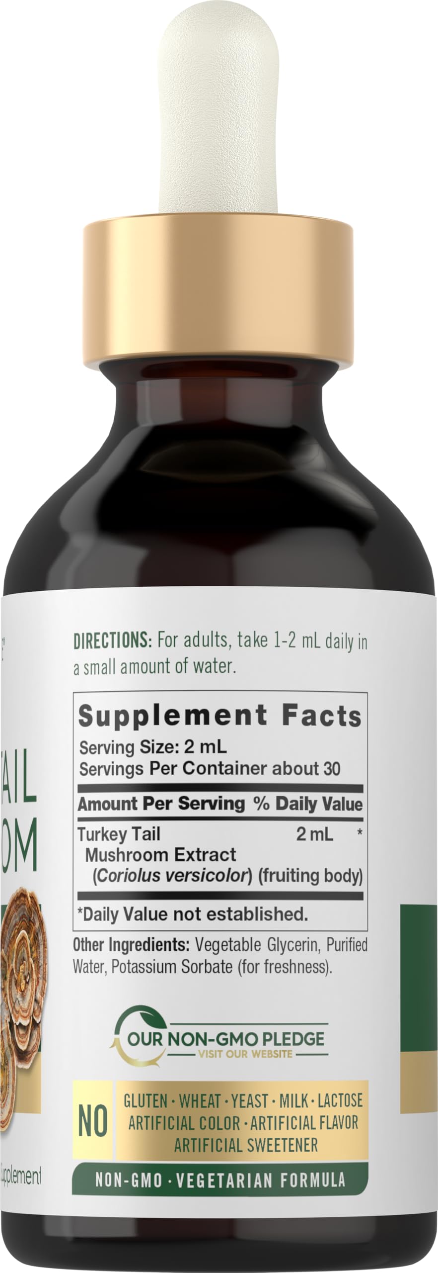 Carlyle Turkey Tail Mushroom Extract ingredients list on packaging