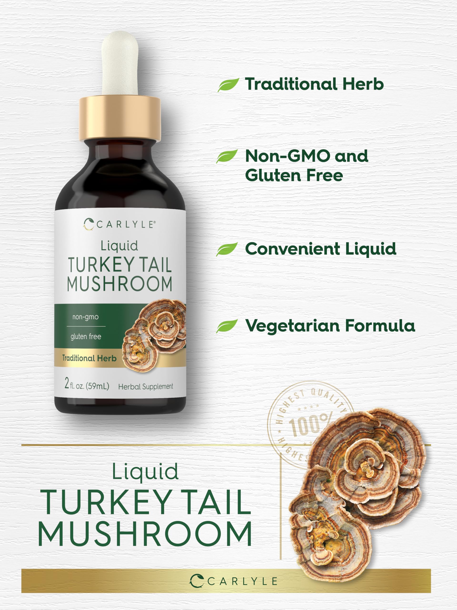 Carlyle Turkey Tail Mushroom Extract with a measuring spoon