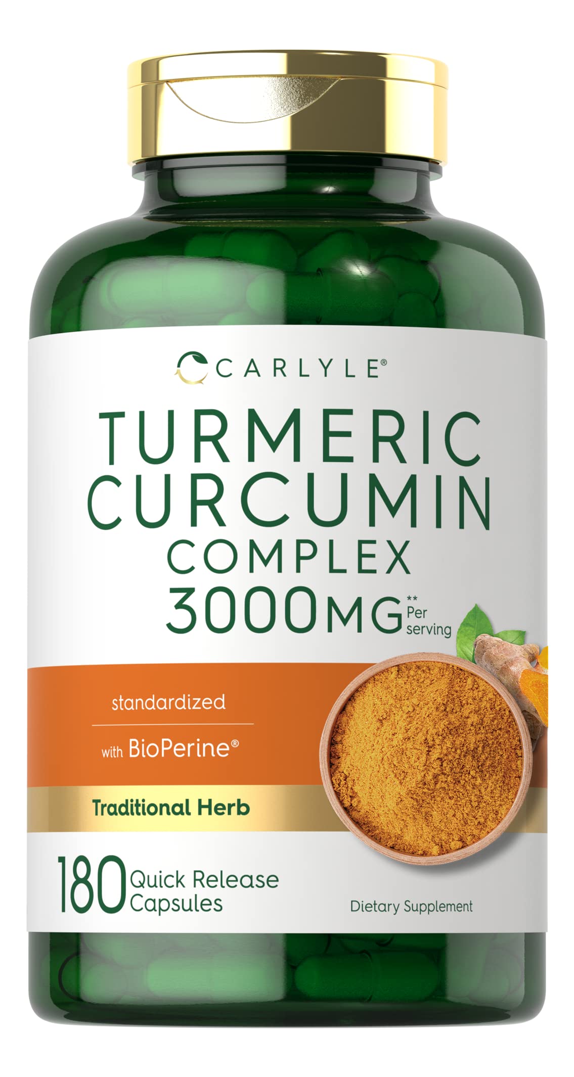 Carlyle Turmeric Curcumin Capsules 200g front view