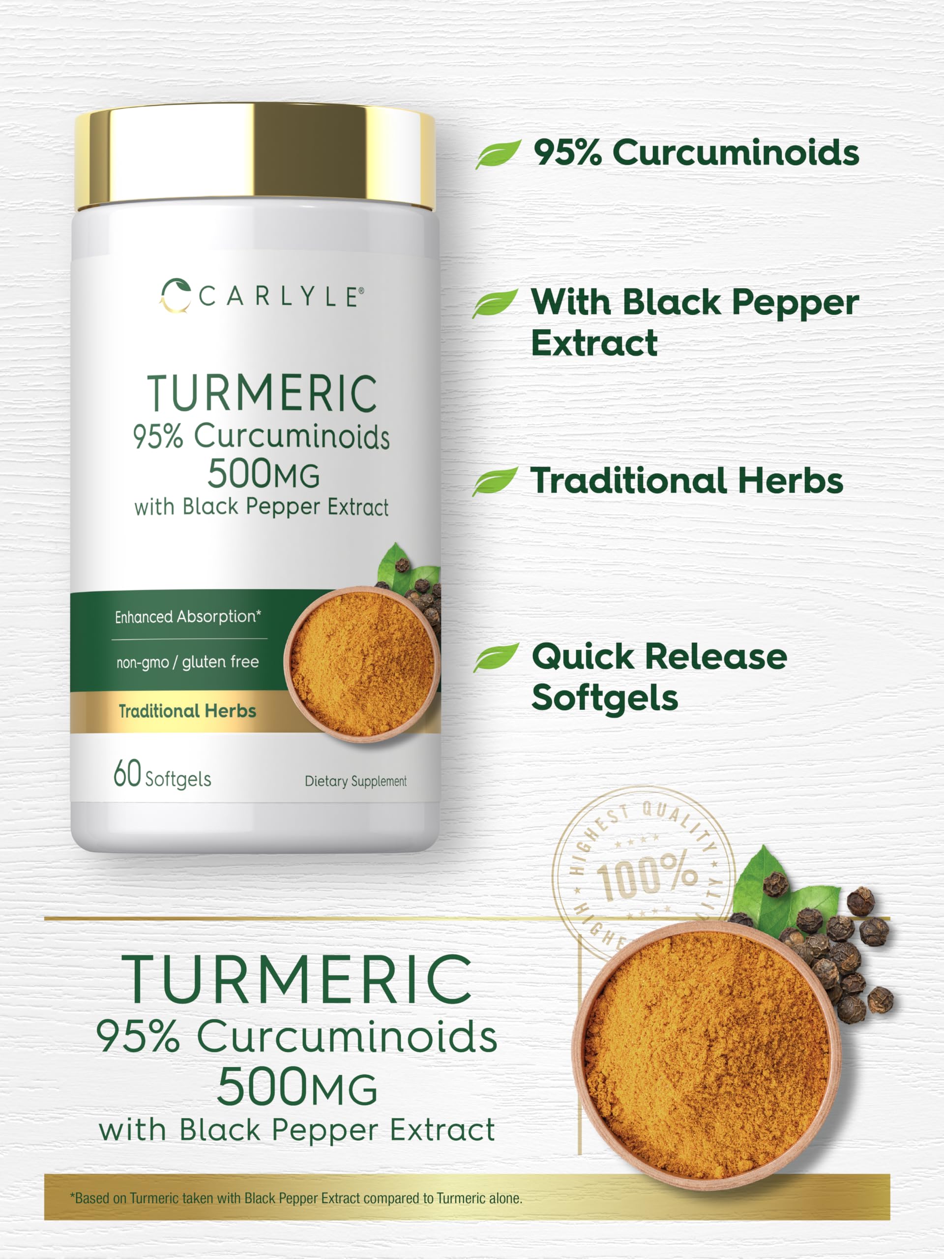 Carlyle Turmeric Curcumin Softgels in a lifestyle setting