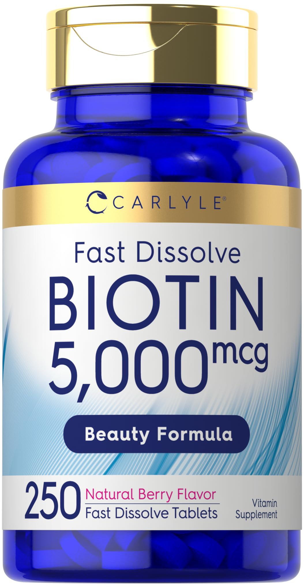 Carlyle Ultra Biotin 5000 mcg tablet front view