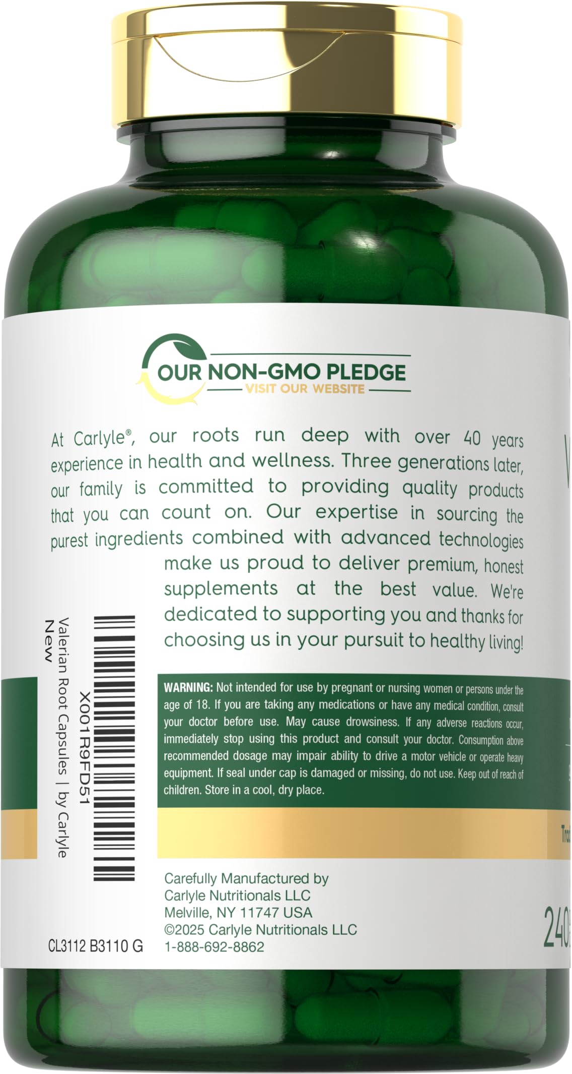 Carlyle Valerian Root bottle with label