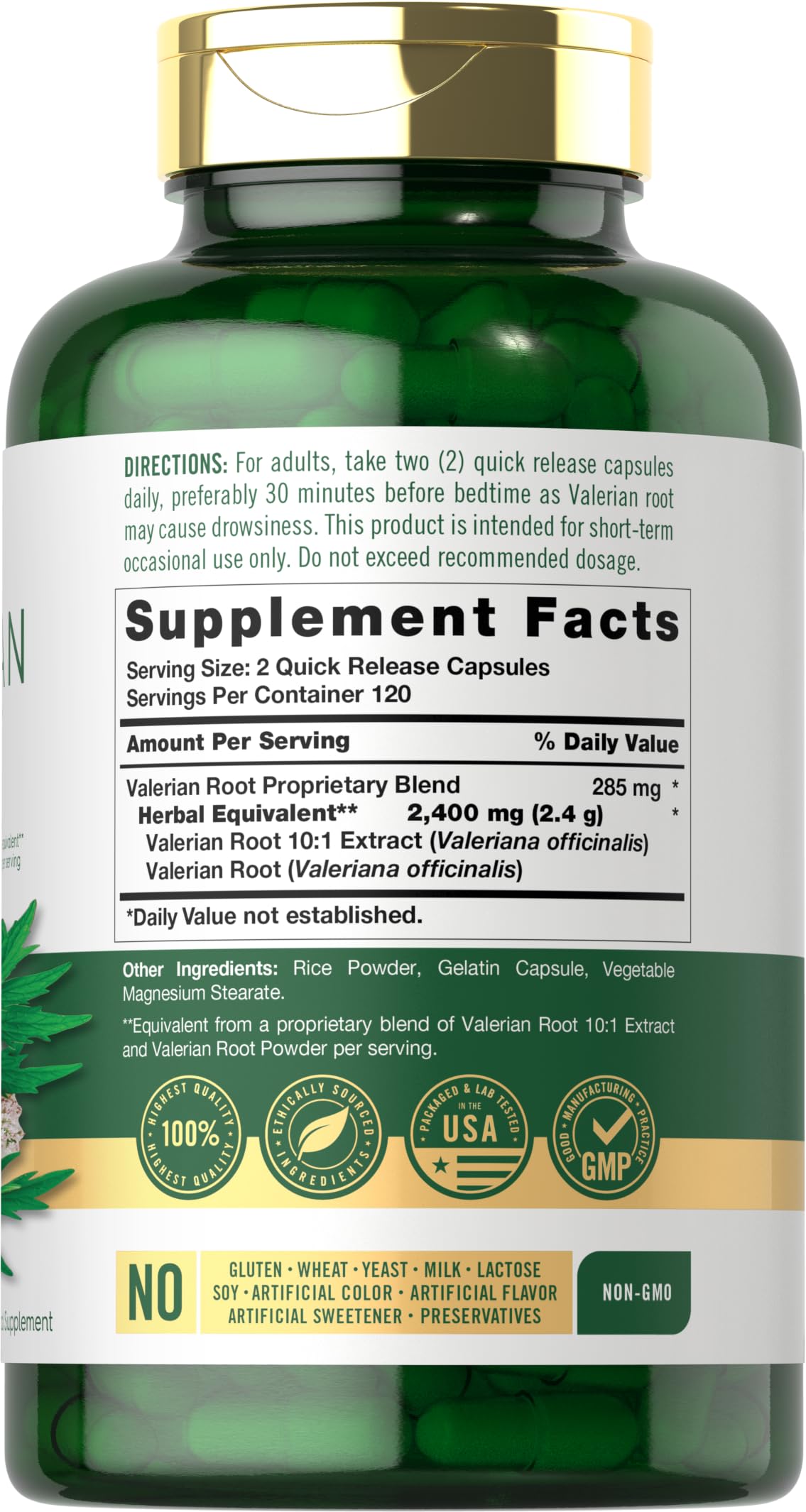 Carlyle Valerian Root capsules side view