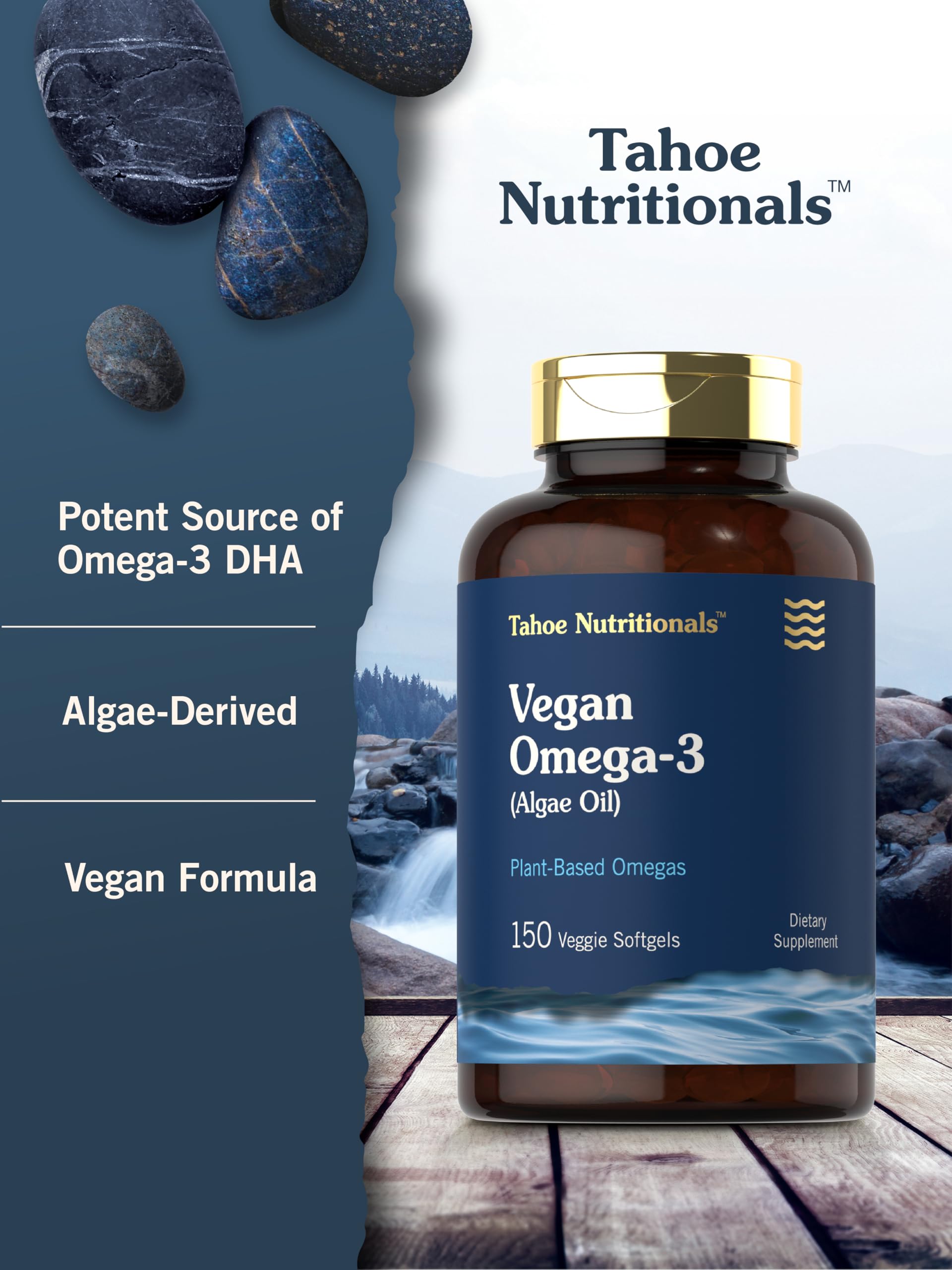Carlyle Vegan Omega-3 Softgels lifestyle shot on a kitchen counter