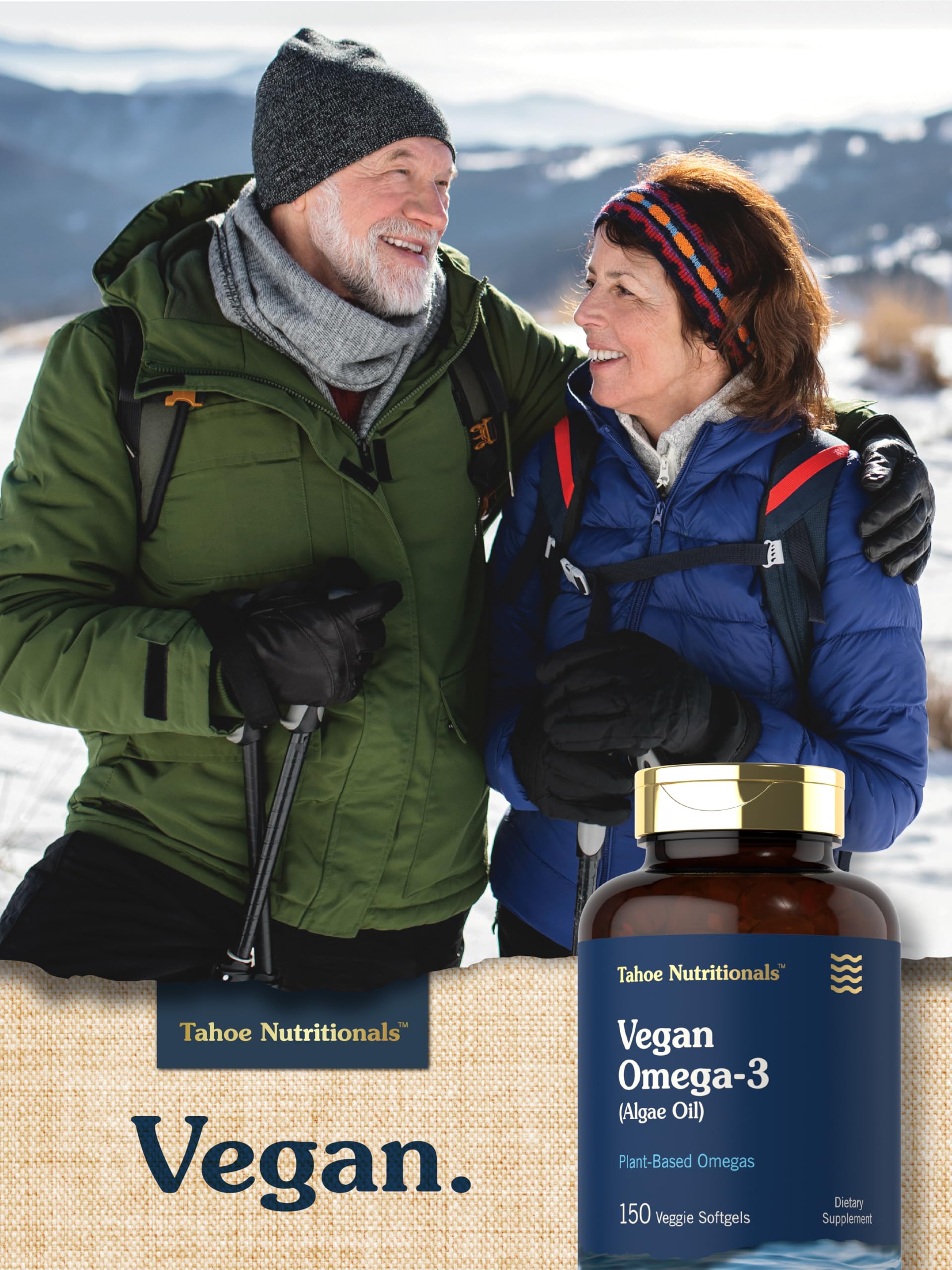 Carlyle Vegan Omega-3 Softgels with a measuring spoon for dosage