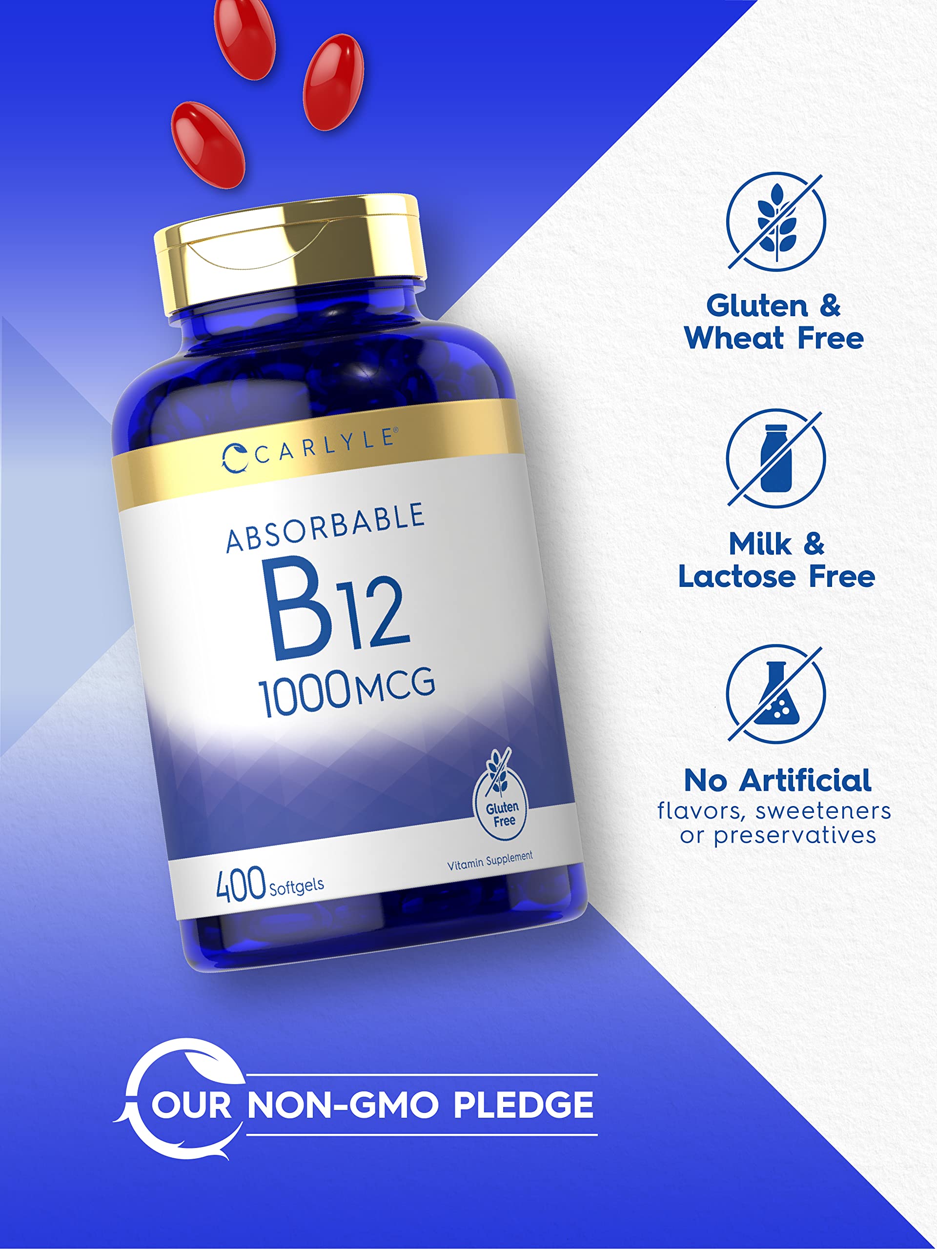 Carlyle Vitamin B-12 1000 mcg Softgels back view
