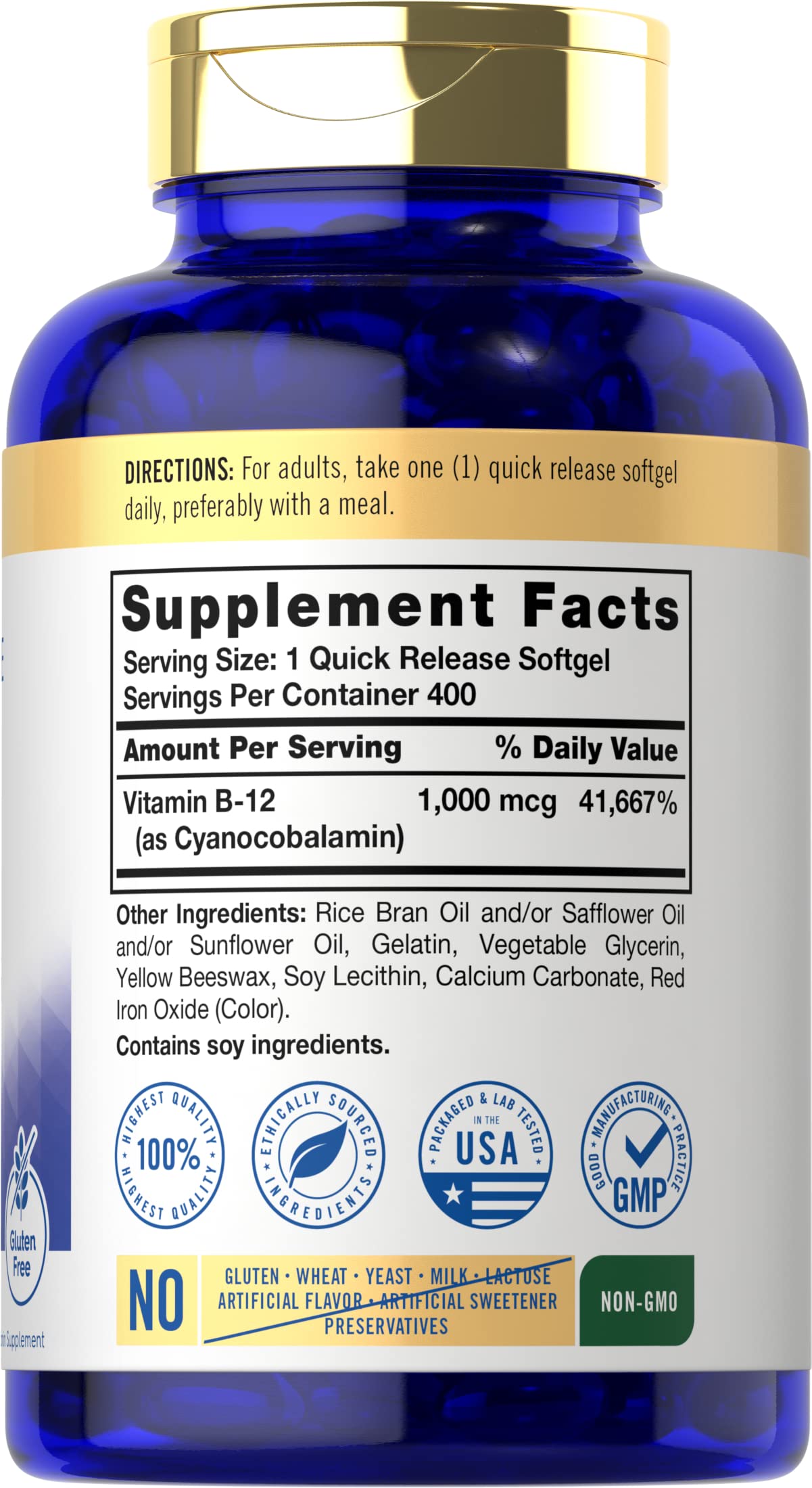 Carlyle Vitamin B-12 1000 mcg Softgels side view