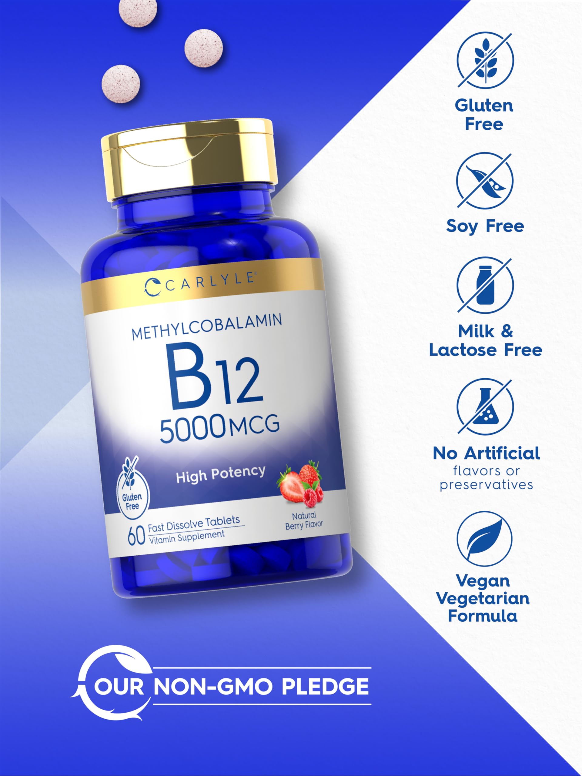 Carlyle Vitamin B-12 tablets side view