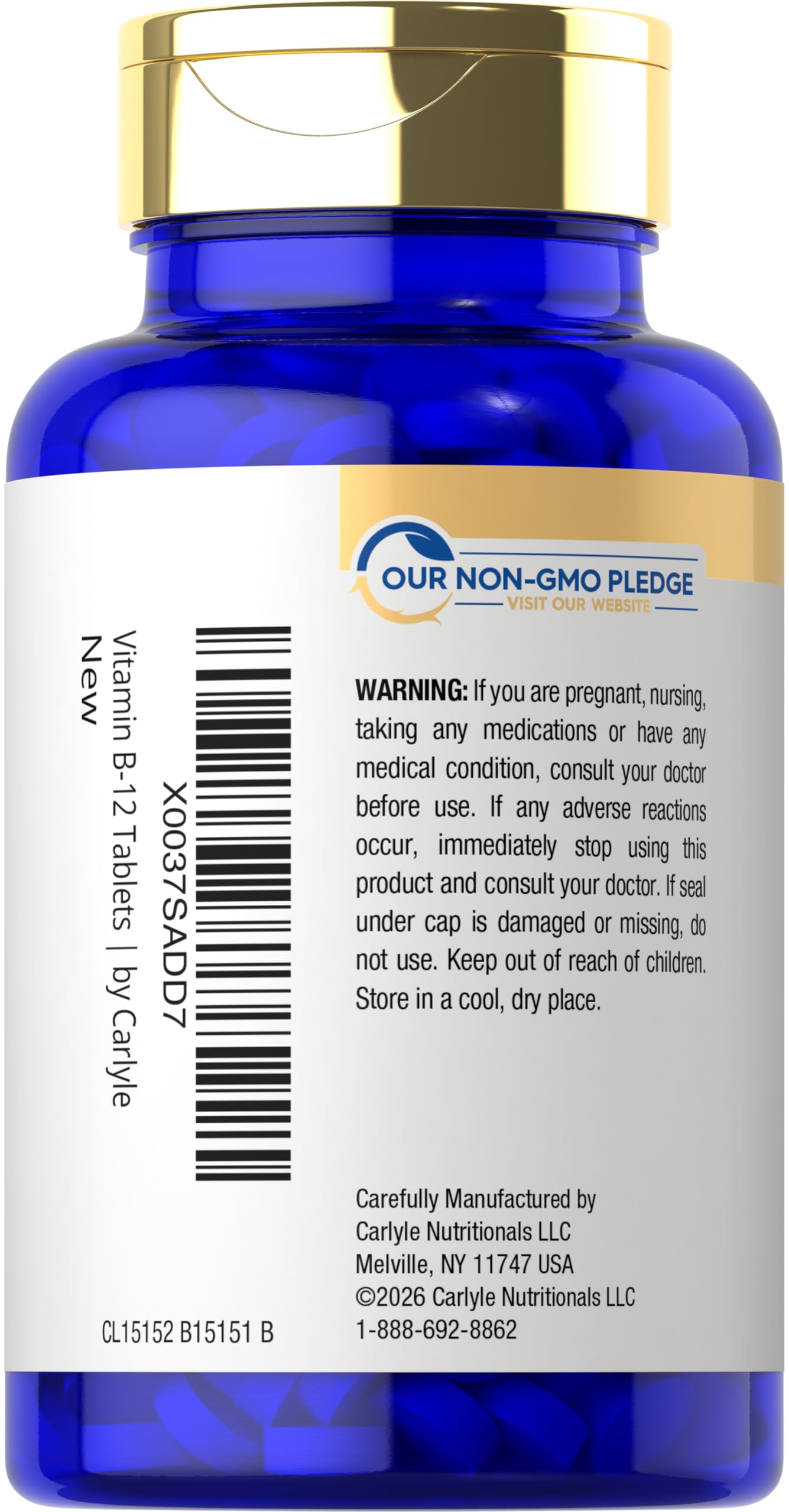 Carlyle Vitamin B12 5000 mcg tablets close-up