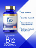 Carlyle Vitamin B12 5000 mcg tablets with natural berry flavour