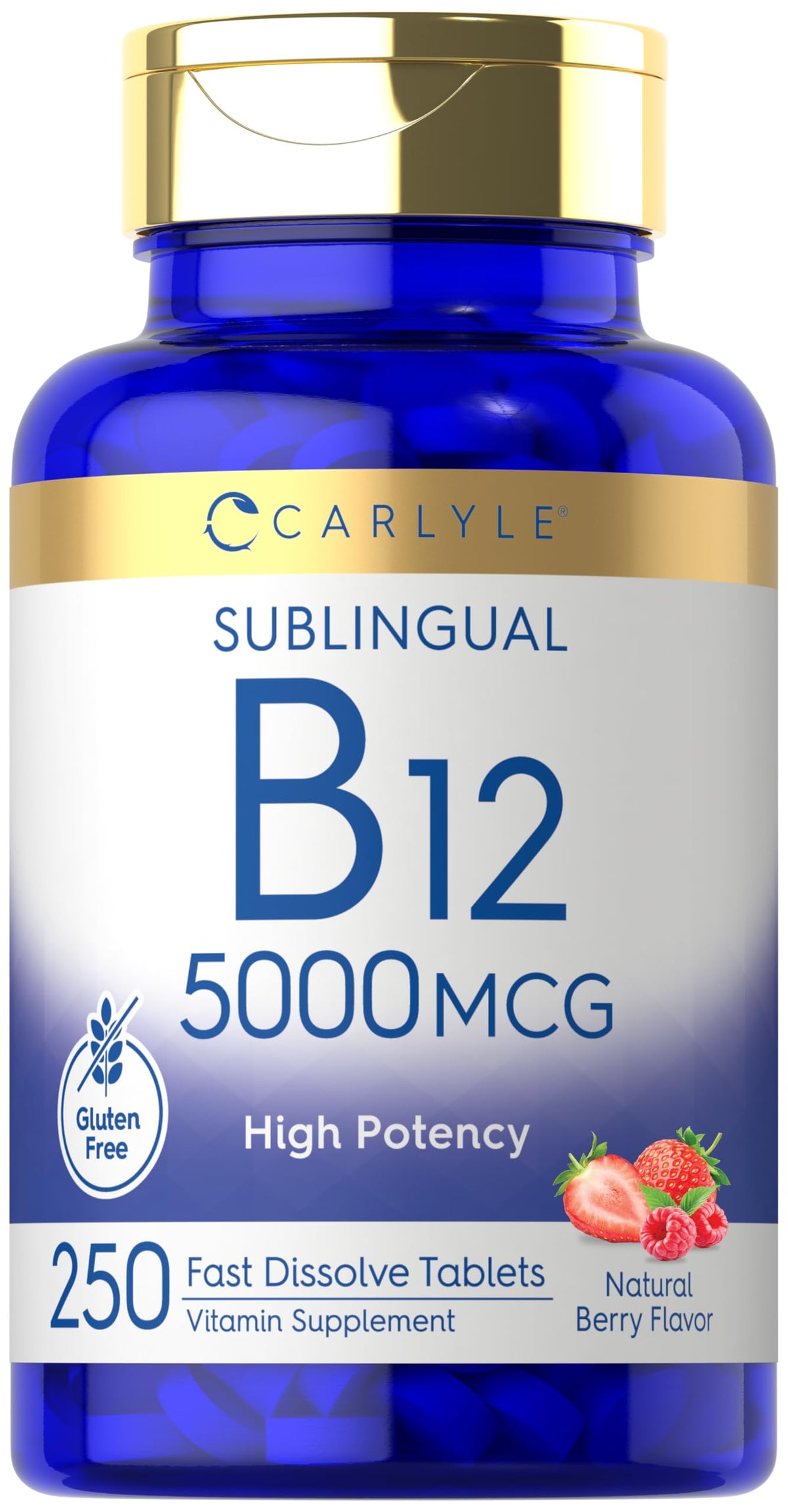 Carlyle Vitamin B12 5000 mcg vegetarian tablets front view