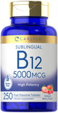 Carlyle Vitamin B12 5000 mcg vegetarian tablets front view