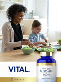 Carlyle Vitamin B3 Niacin 400mg capsules on wooden surface