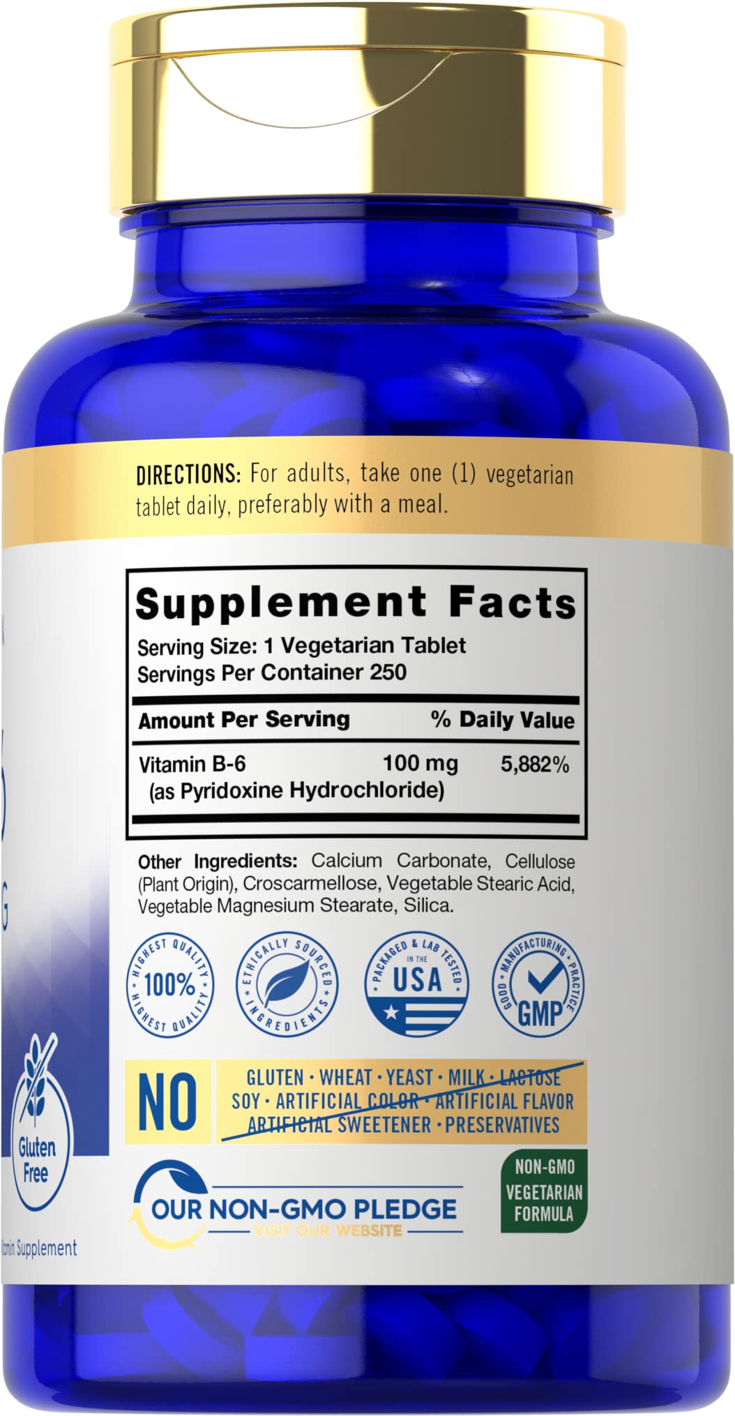 Carlyle Vitamin B6 100mg bottle side view