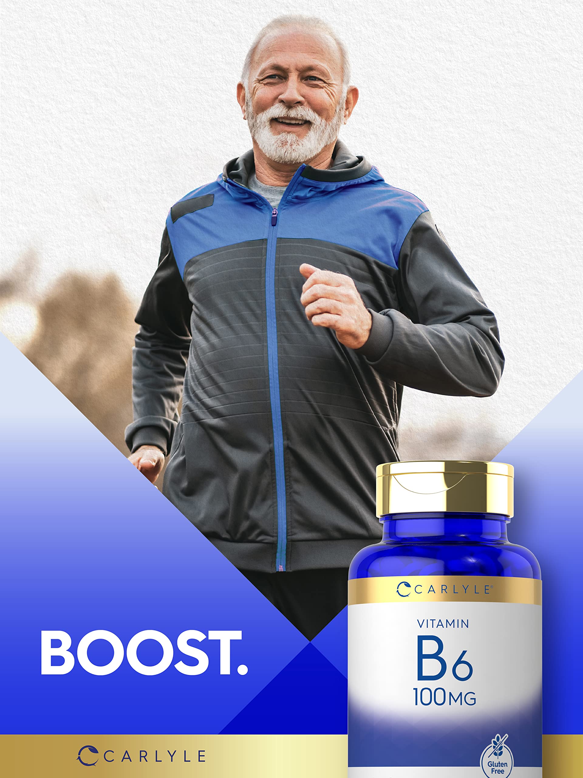 Carlyle Vitamin B6 100mg vegetarian tablets in hand