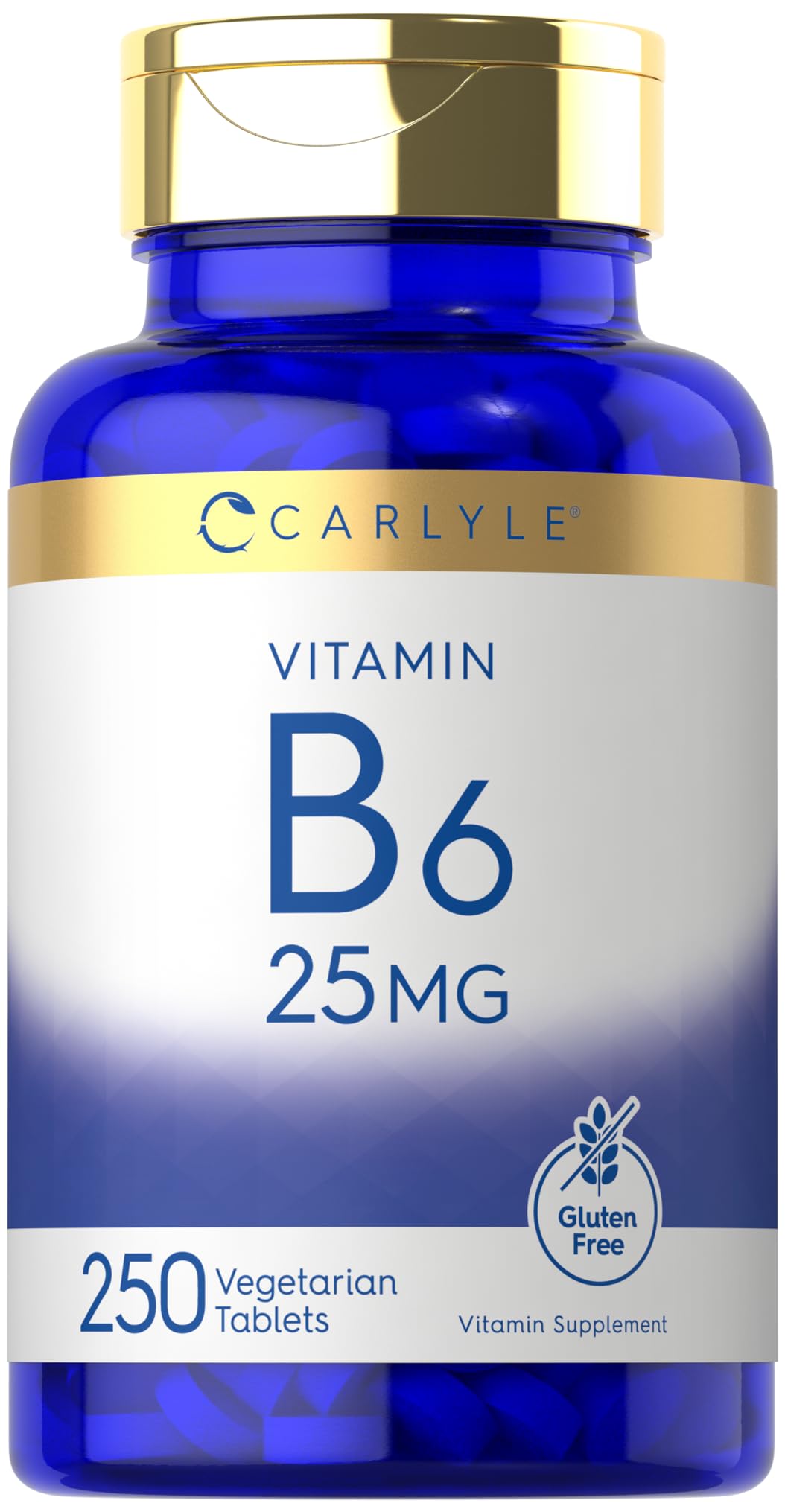 Carlyle Vitamin B6 25mg vegetarian tablets front view