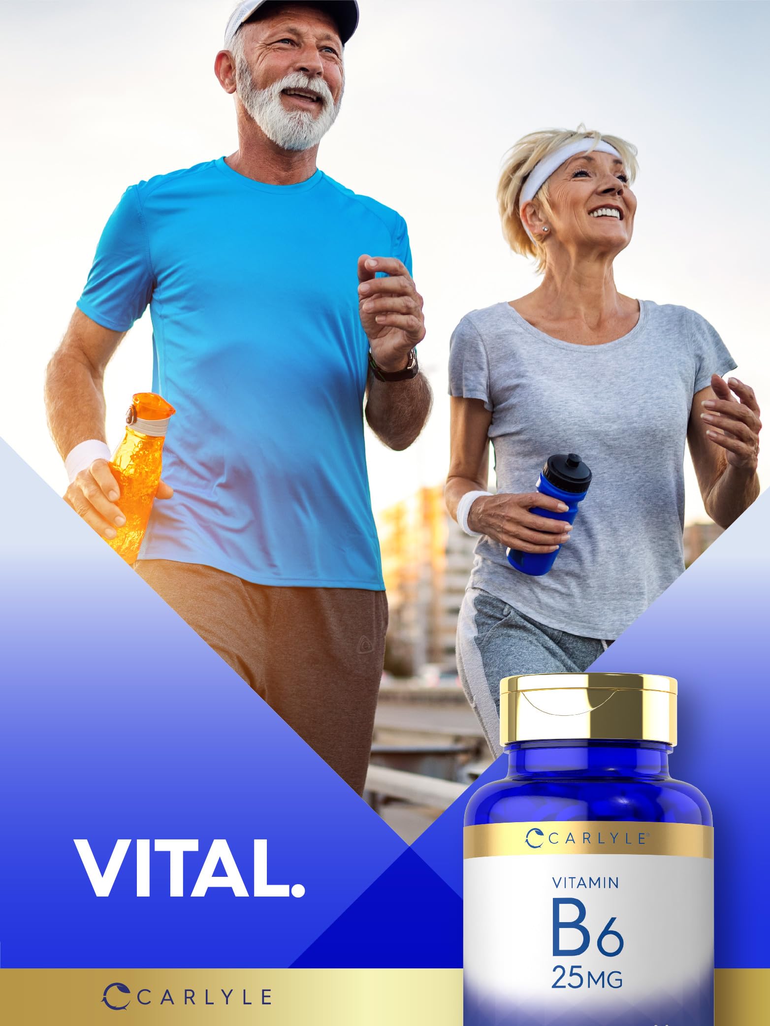 Carlyle Vitamin B6 25mg vegetarian tablets on a table