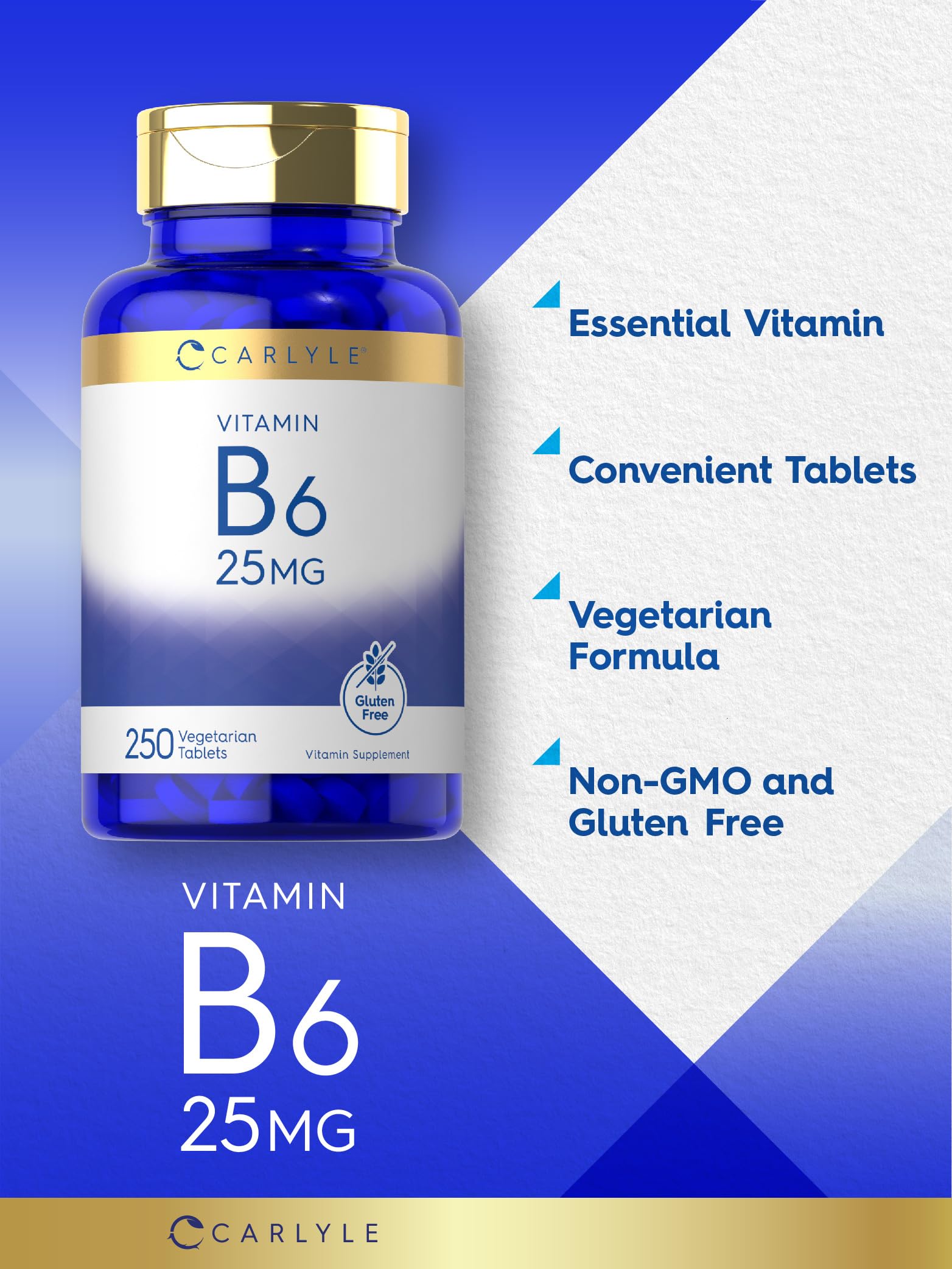 Carlyle Vitamin B6 25mg vegetarian tablets packaging