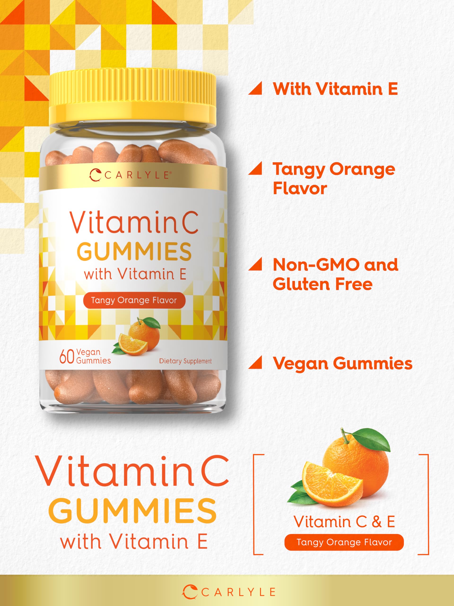 Carlyle Vitamin C + E Vegan Gummies packaging side view