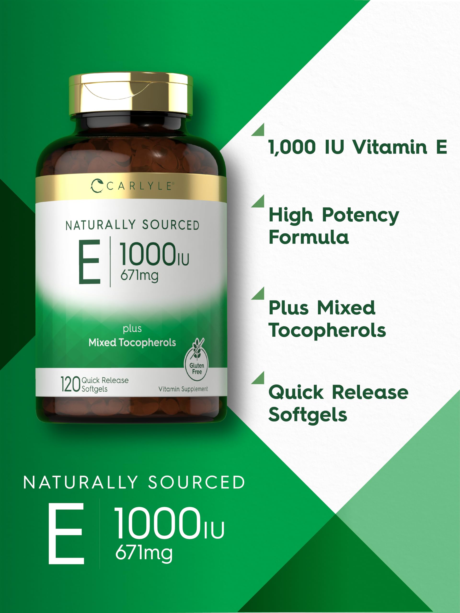 Carlyle Vitamin E 1000 IU Softgels close-up of softgel