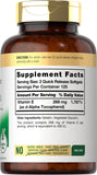 Carlyle Vitamin E 400 IU Softgels back view with ingredients