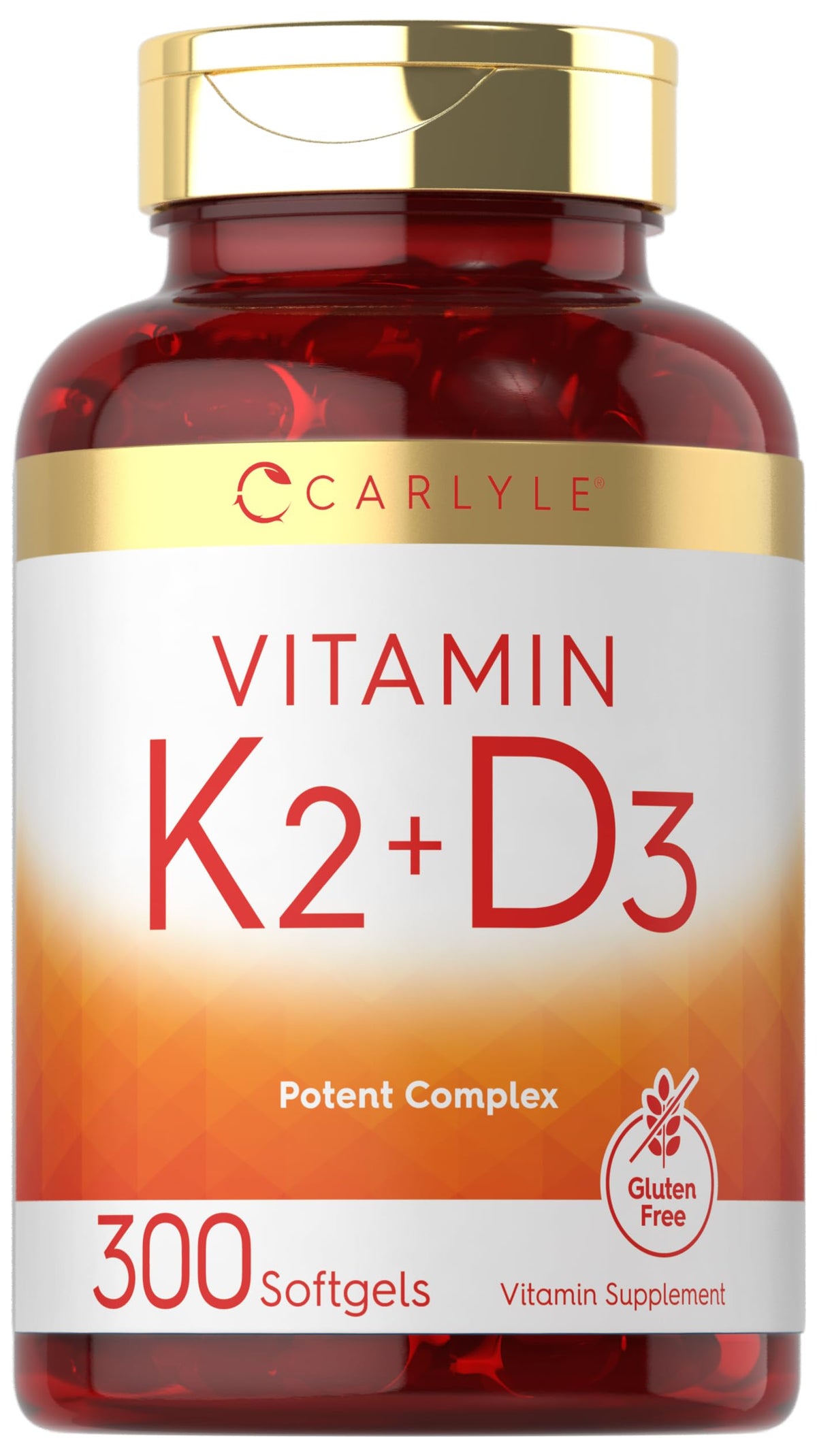 Carlyle Vitamin K2 + D3 Softgels front view with packaging