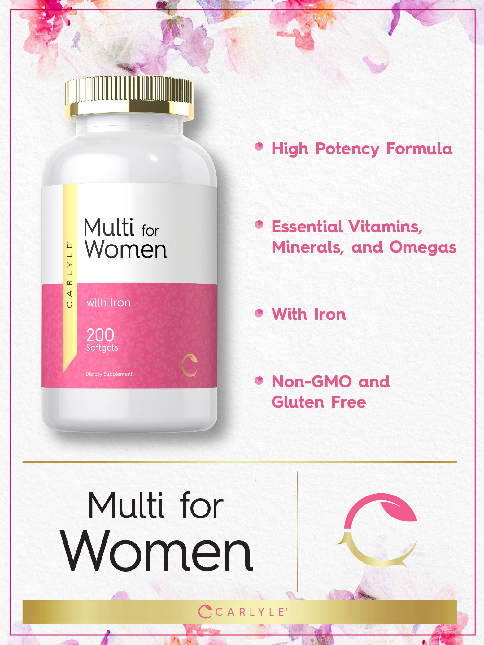 Carlyle Women's Multi Plus Multivitamin capsule close-up