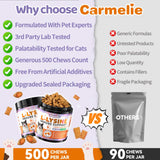 Carmelie L-Lysine Cat Supplements 500 chews on a table