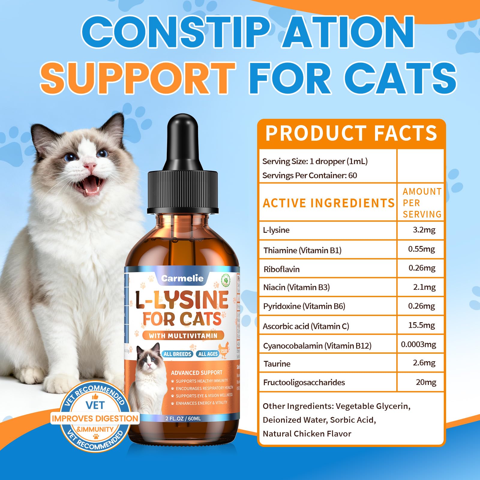 Carmelie L-Lysine for Cats being mixed into food