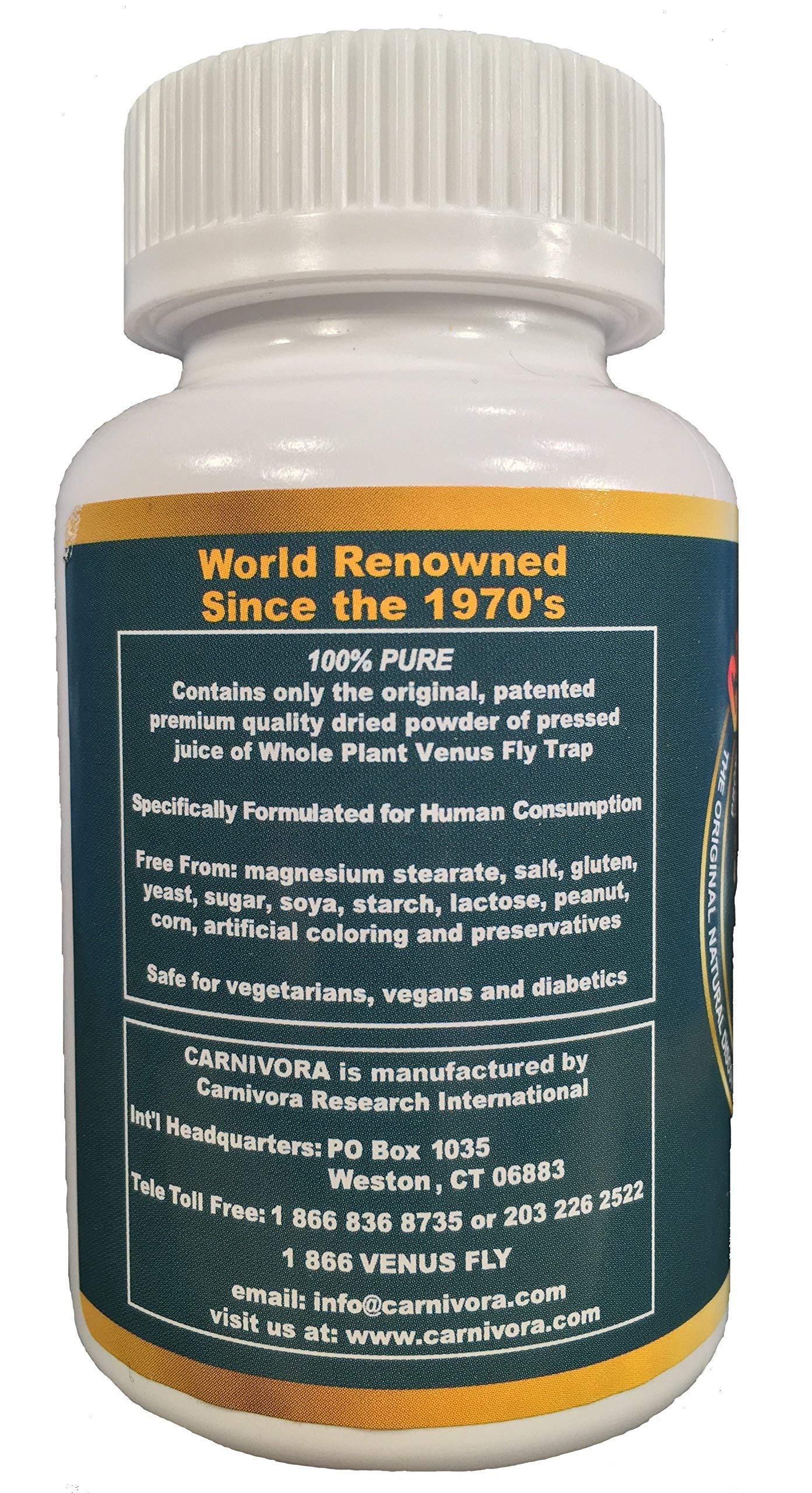 Carnivora Herbal Supplement 50g opened bottle showing capsules