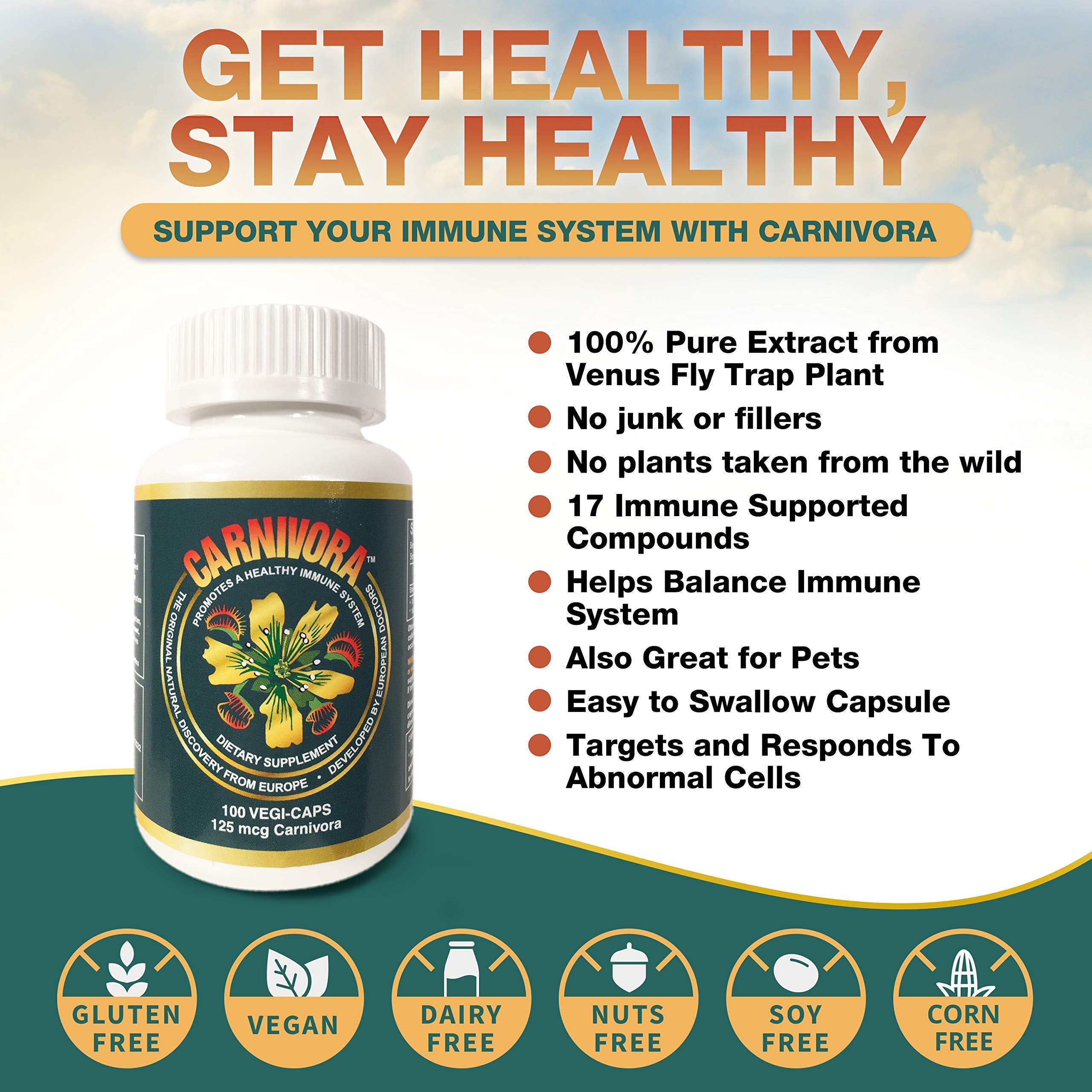 Carnivora Herbal Supplement 50g side view showing capsules