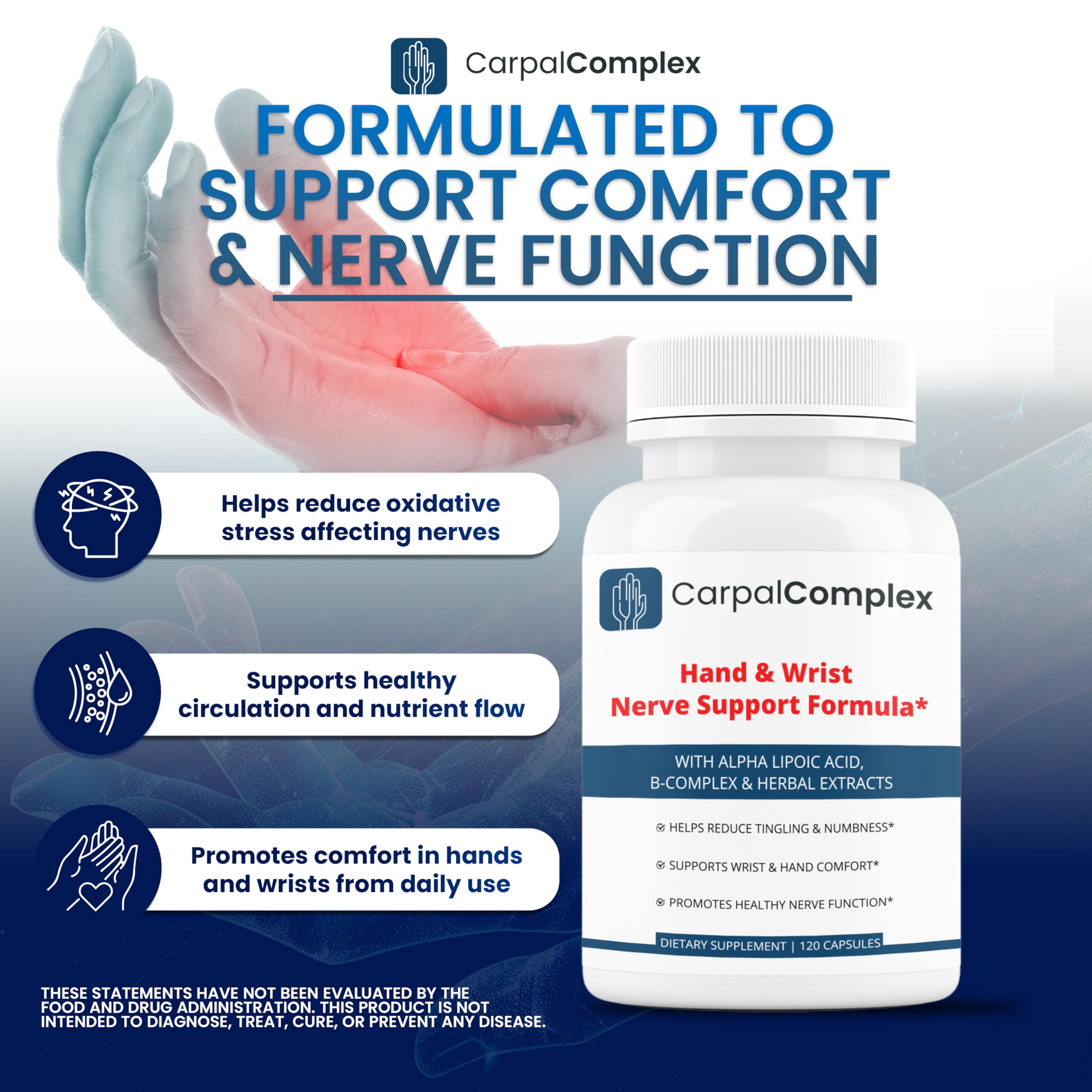 CarpalComplex Alpha Lipoic Acid Supplement capsule close-up