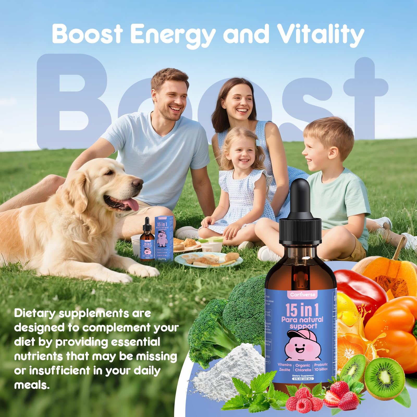 Cartiverse Zeolite Liquid Supplement 60 mL dosage dropper