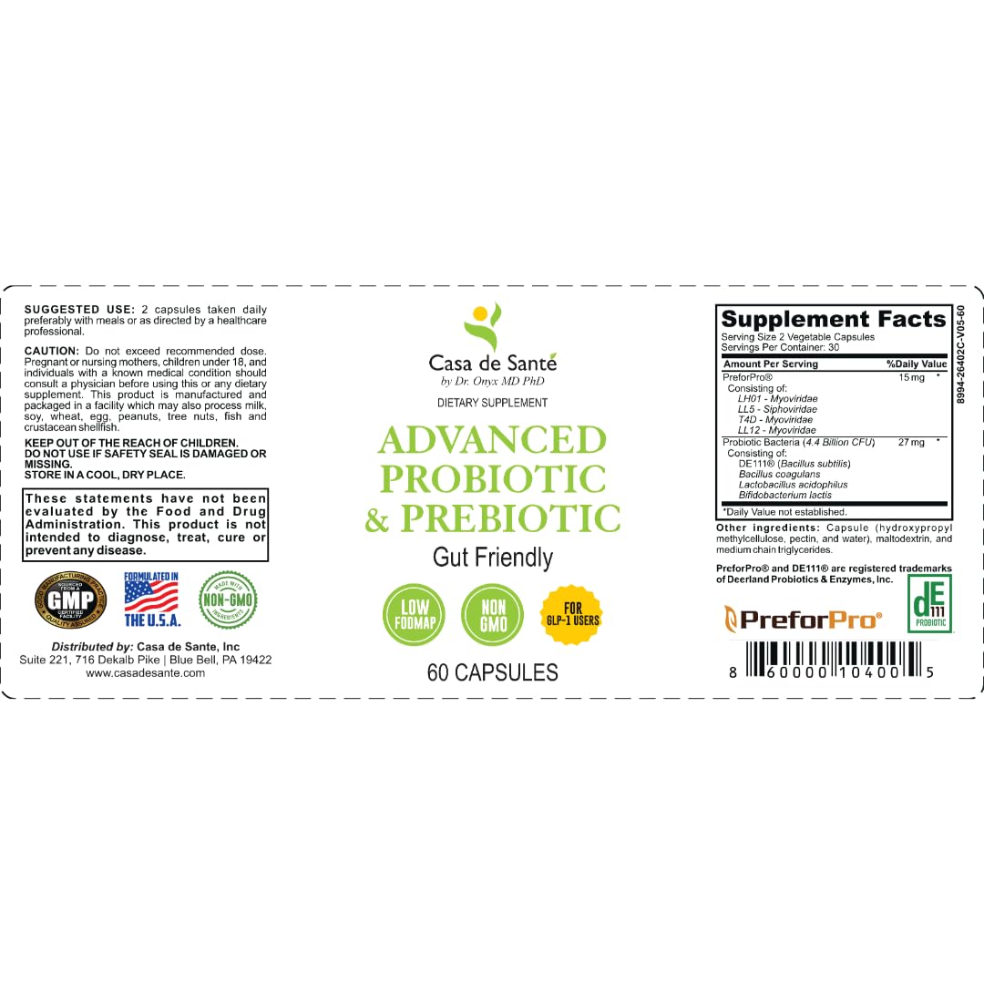 Casa de Sante Probiotic Capsules side view showing capsule details