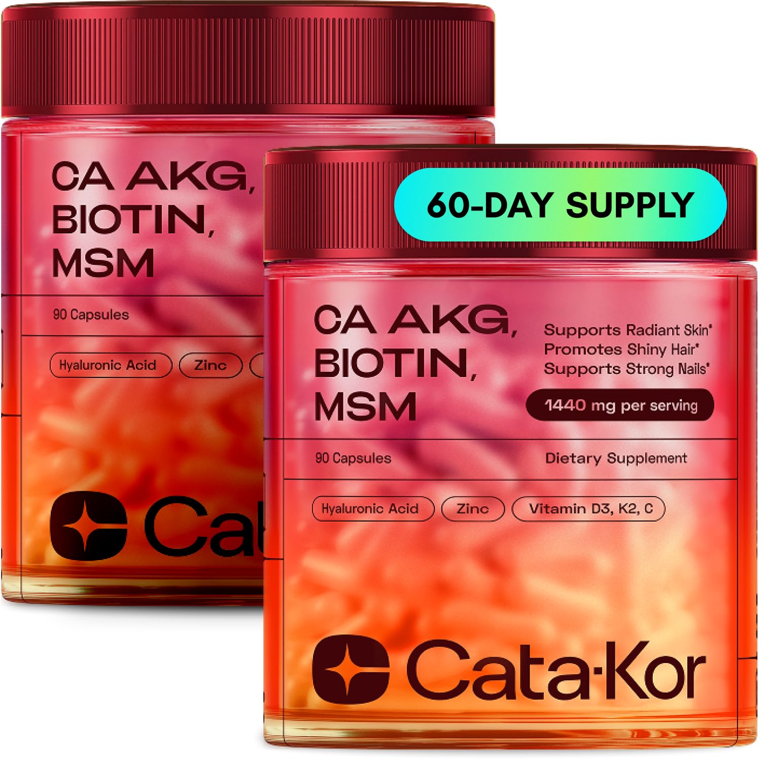 Cata-Kor Hair Skin & Nails Vitamins with Biotin 90 Capsules front view