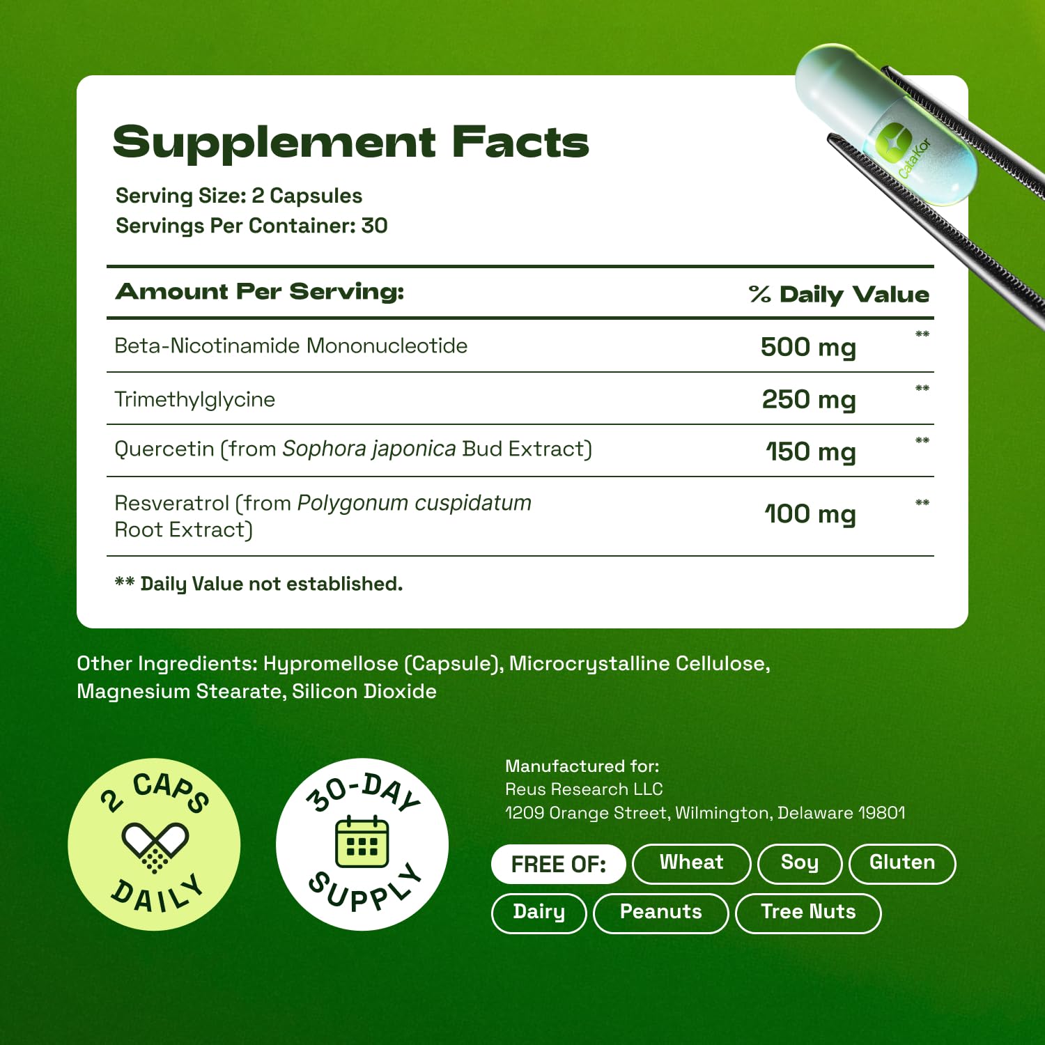Cata-Kor NMN Supplement Complex with Quercetin and Resveratrol