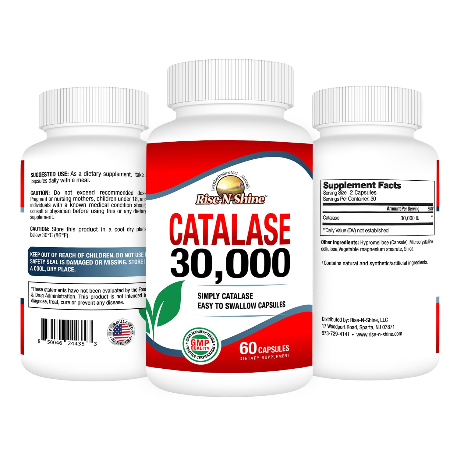 CATALASE EXTREME Multi-Enzyme Supplement 30,000 Units side view