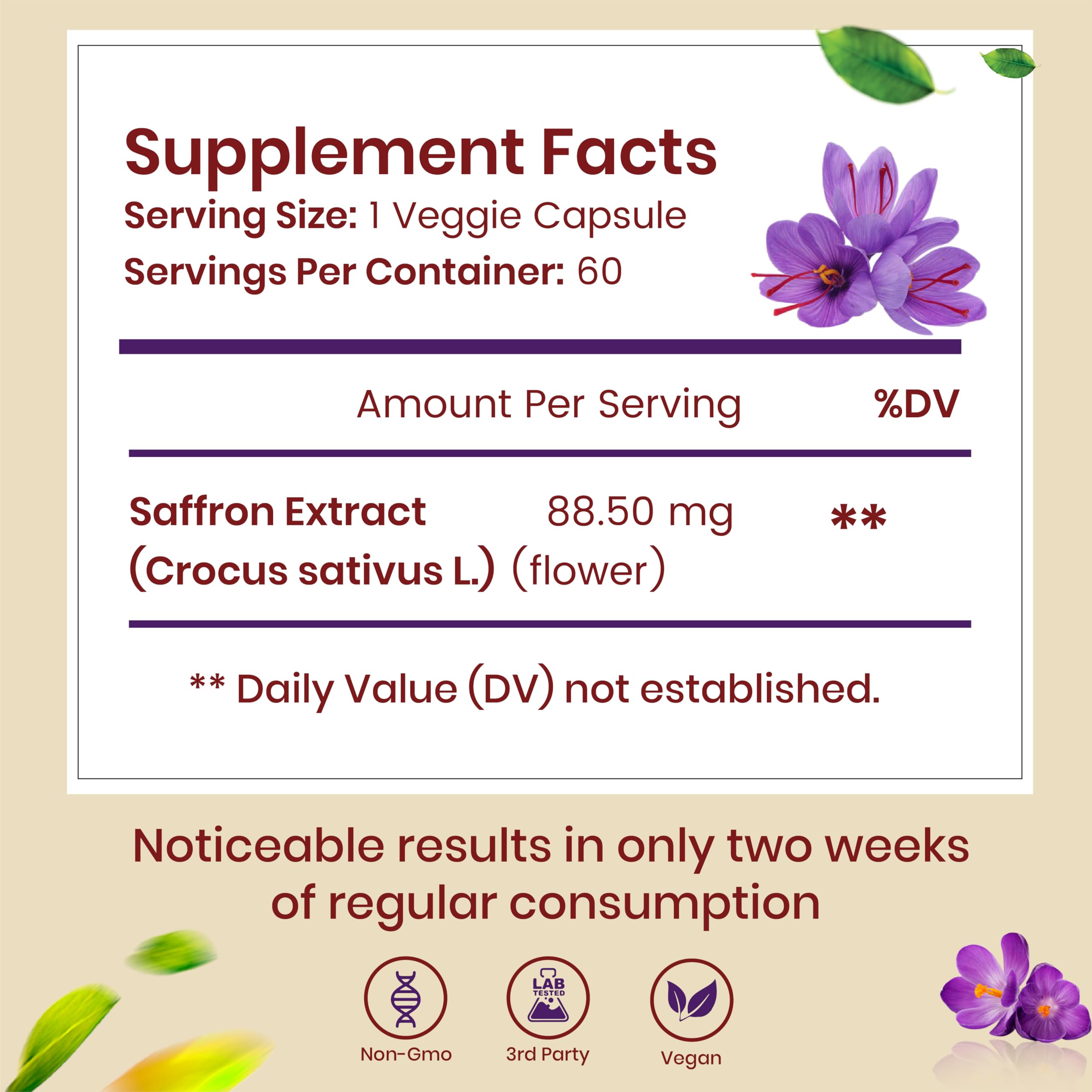 Catalyst Nutrition Saffron Extract bottle side view showing capsule count