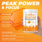 CATENATE Creatine Gummies displayed with fitness accessories