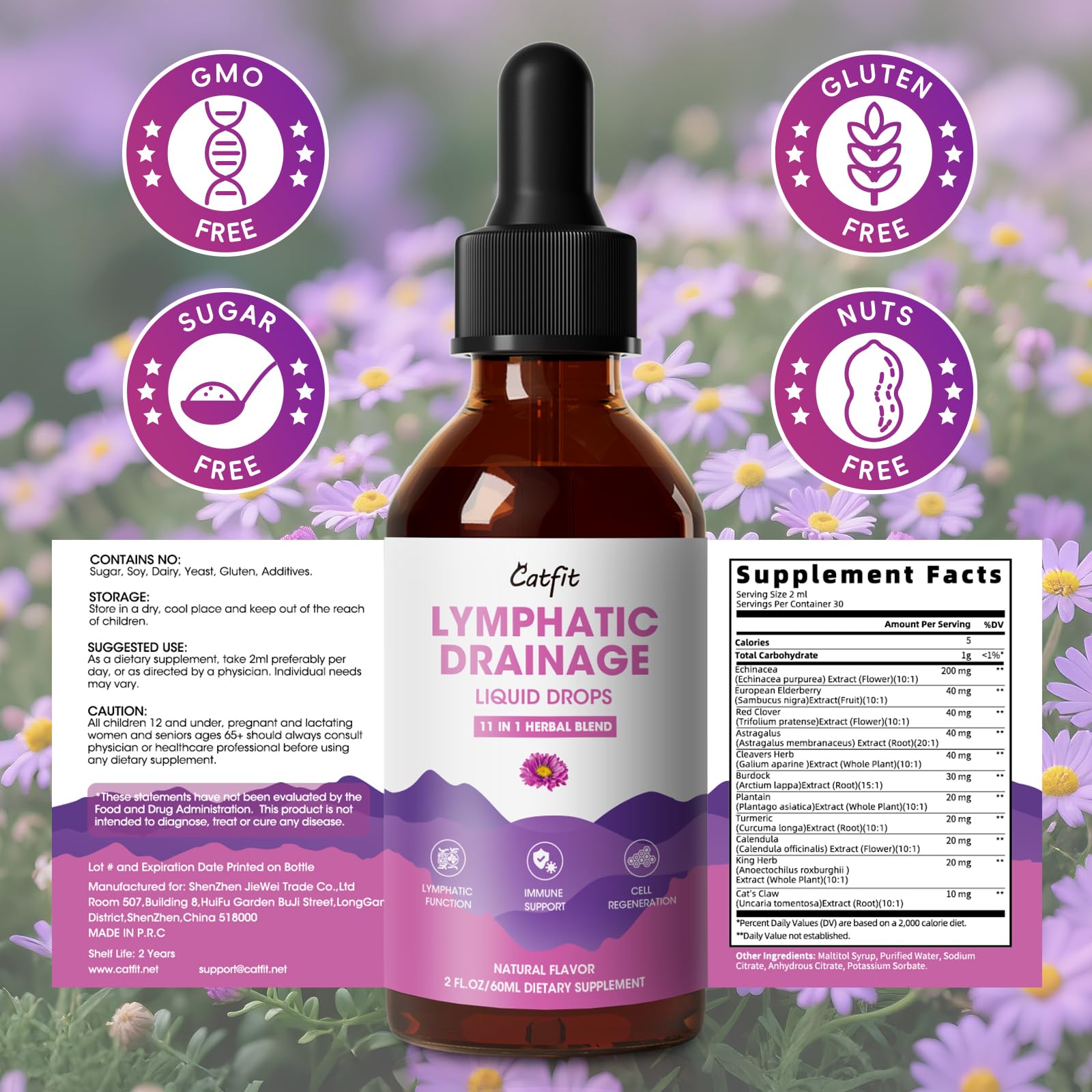 Catfit Lymphatic Drainage Drops with lifestyle setting